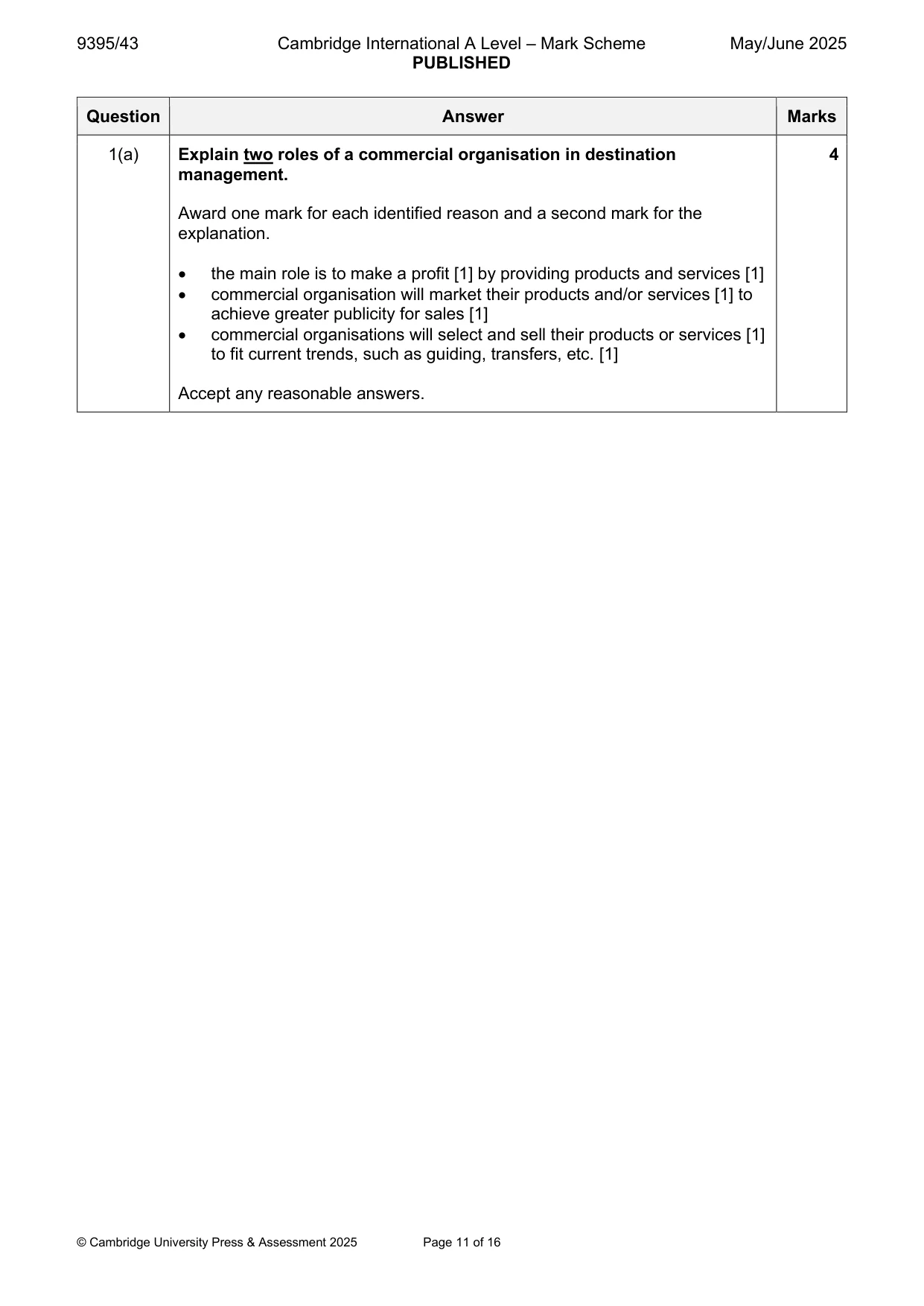 Mark scheme, page 11 of 16