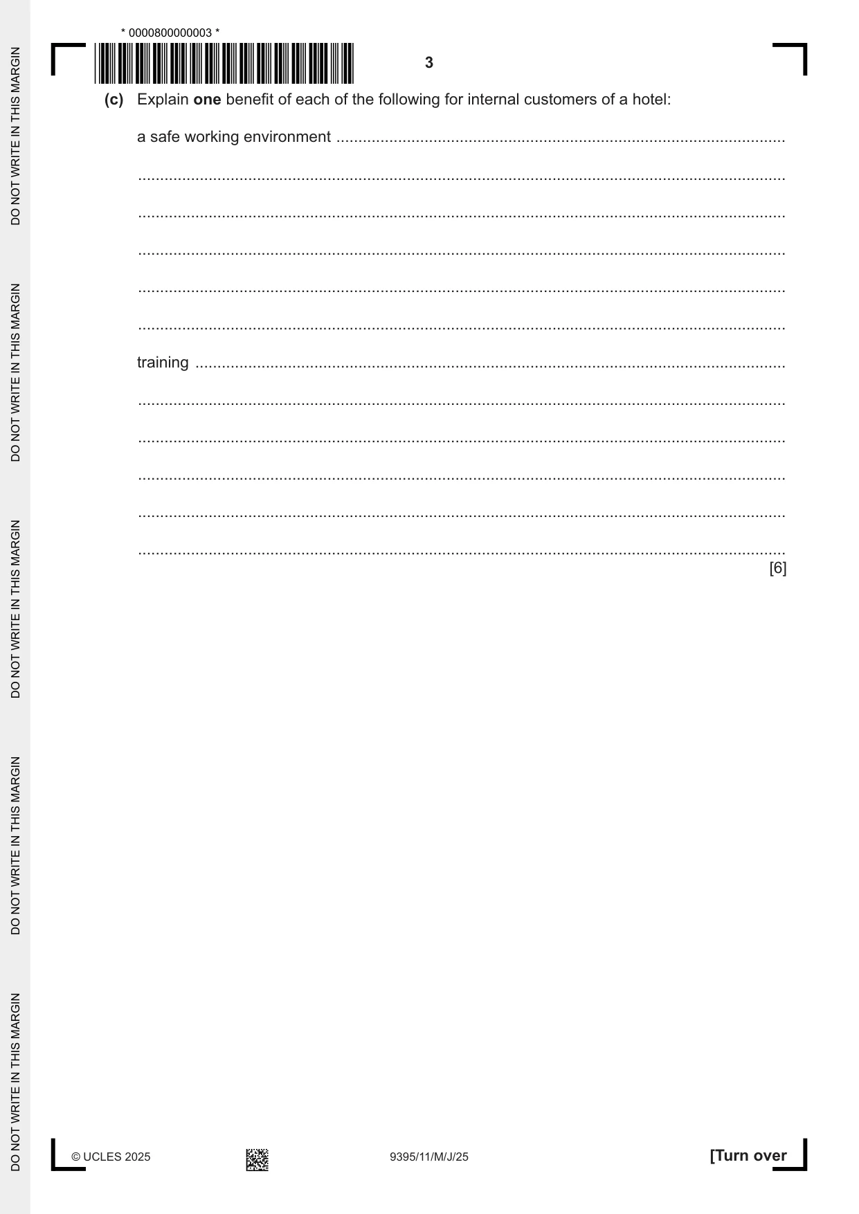 Cambridge A Level Travel and Tourism 9395 2025 May/June Paper 1 · Variant 1 question paper, page 3 of 12