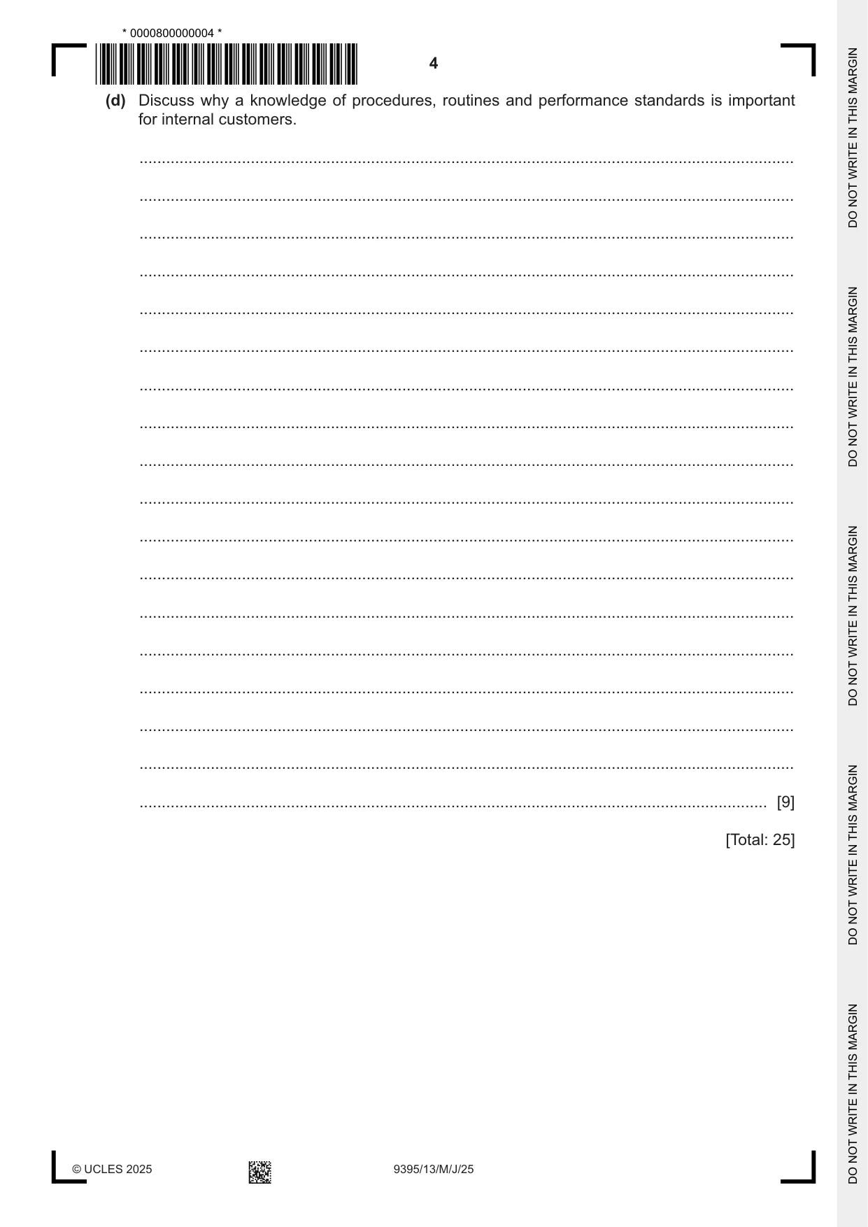 Cambridge A Level Travel and Tourism 9395 2025 May/June Paper 1 · Variant 3 question paper, page 4 of 12