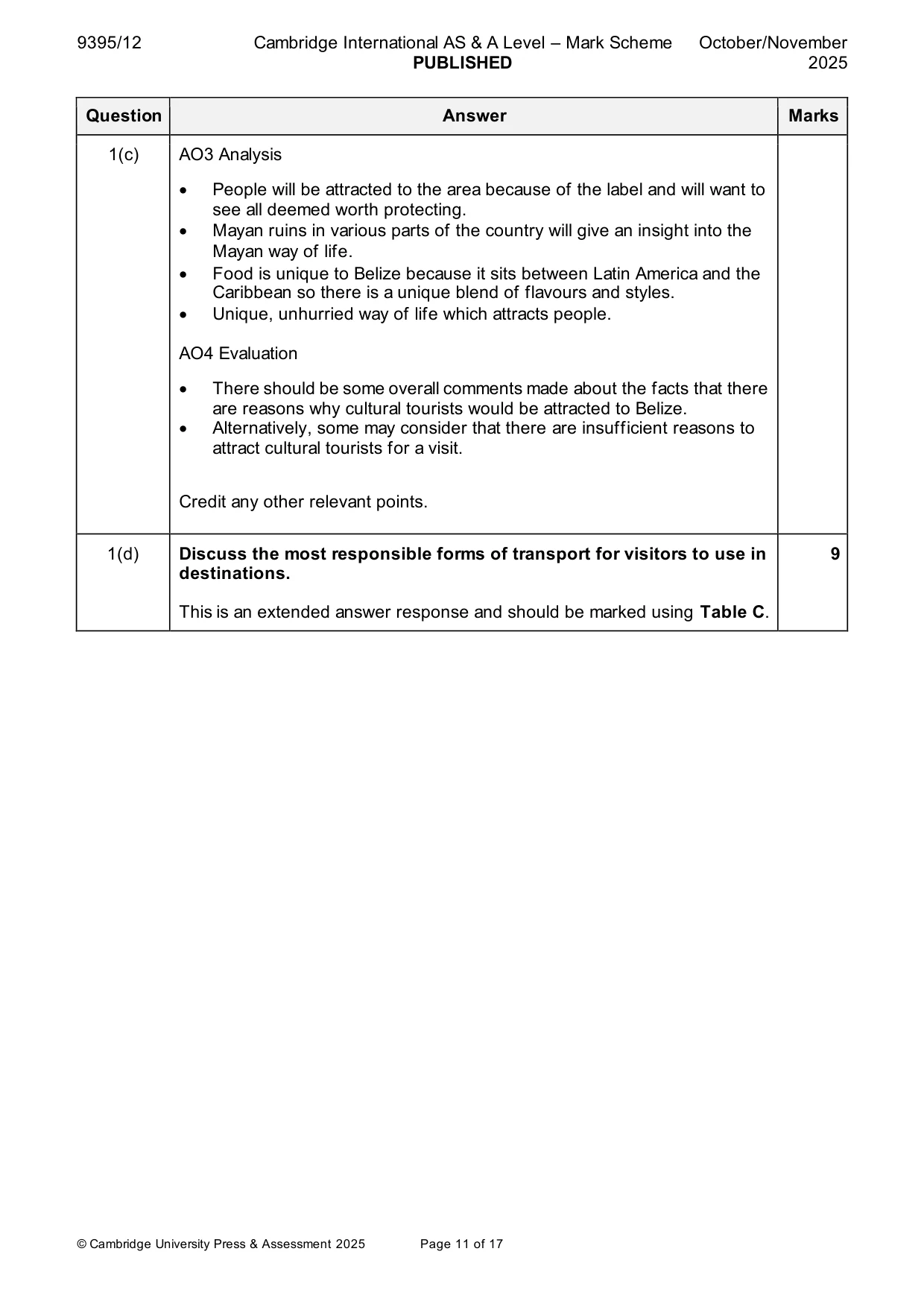 Mark scheme, page 11 of 17