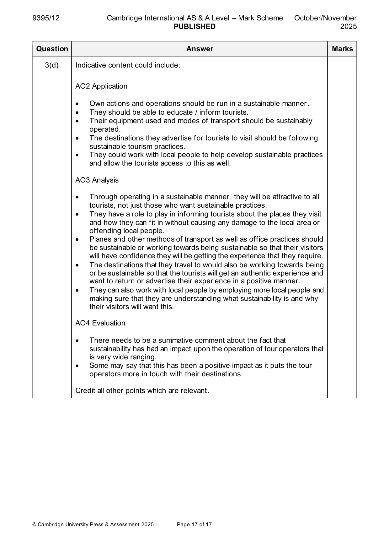 Mark scheme, page 17 of 17