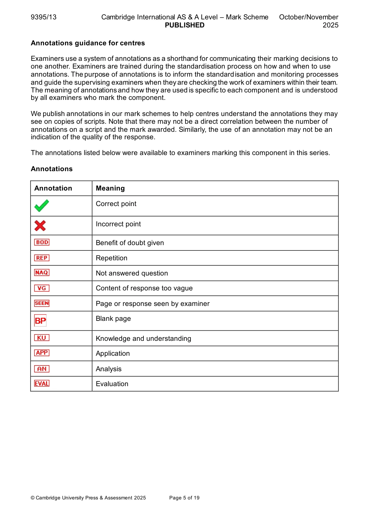 Mark scheme, page 5 of 19