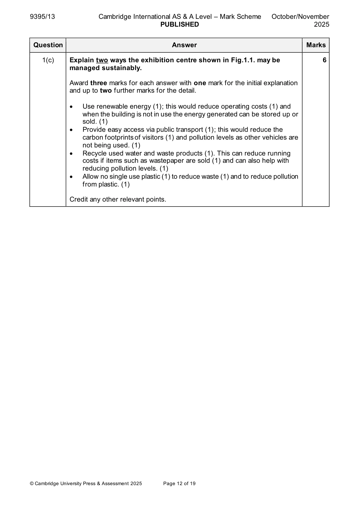 Mark scheme, page 12 of 19