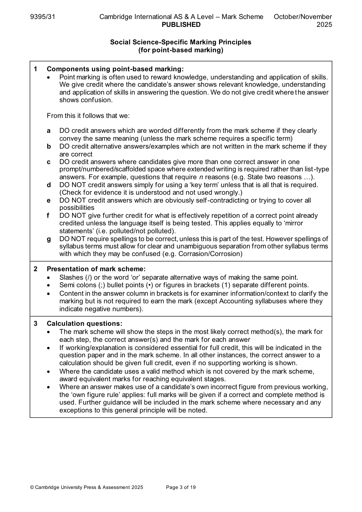 Mark scheme, page 3 of 19