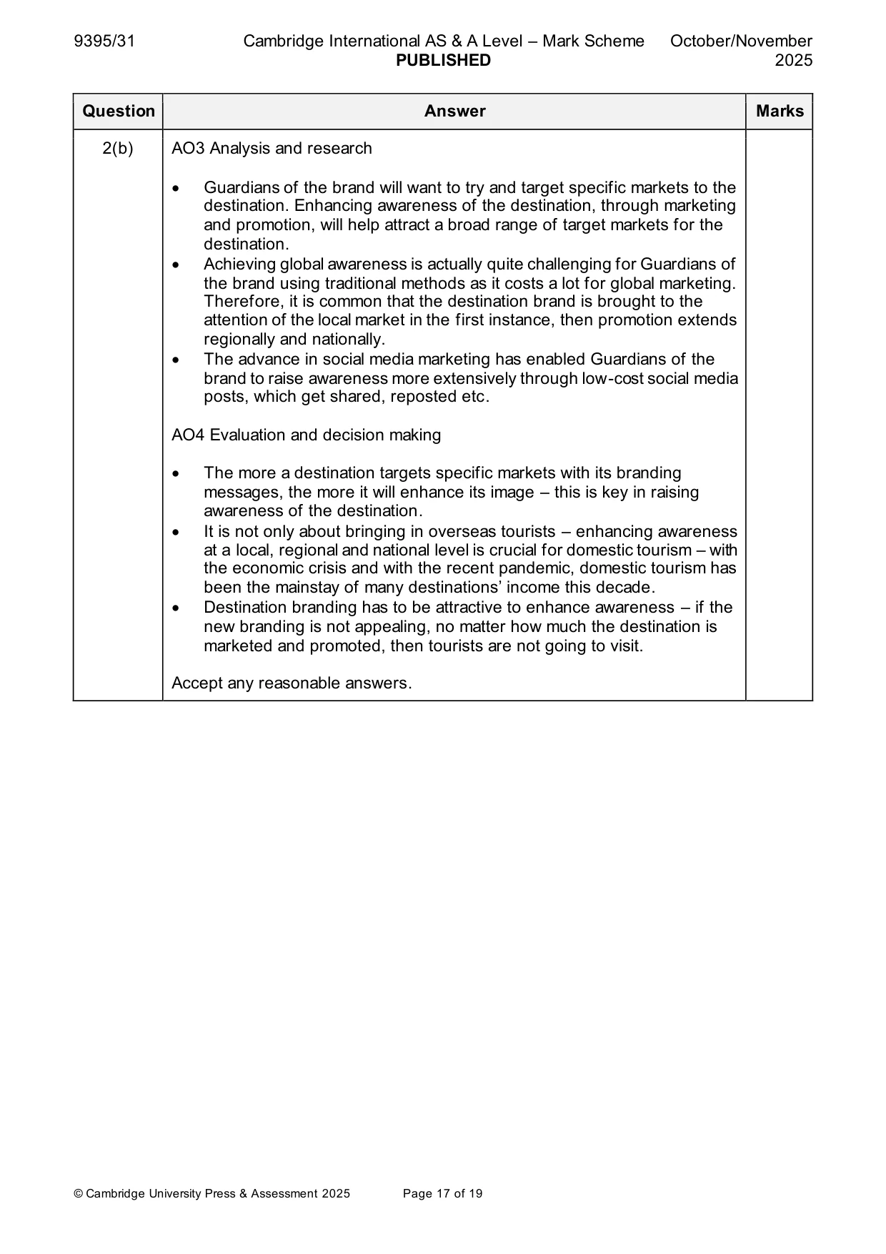 Mark scheme, page 17 of 19