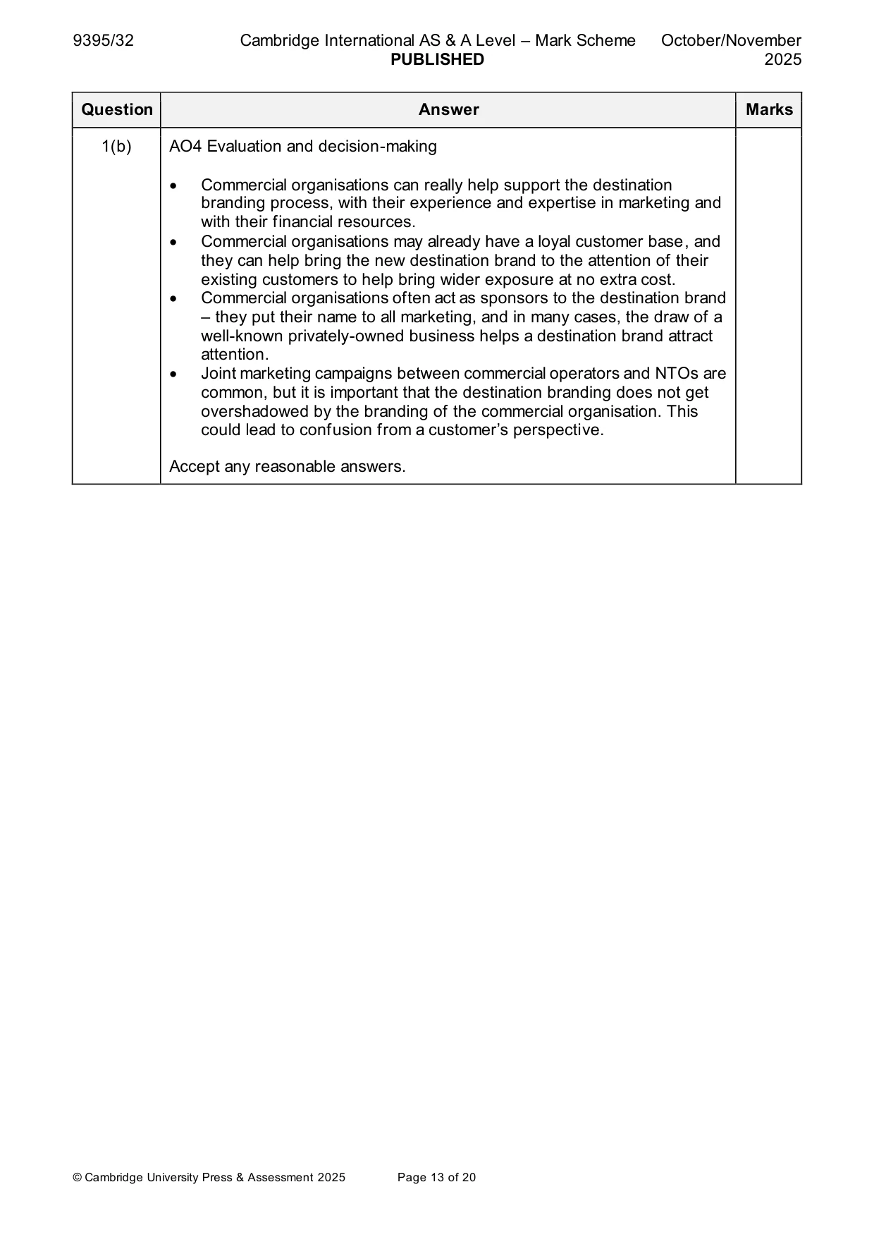 Mark scheme, page 13 of 20