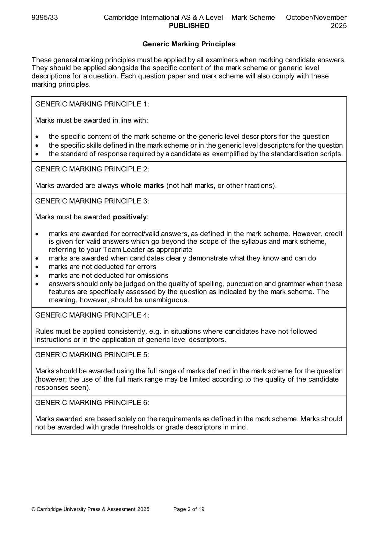 Mark scheme, page 2 of 19