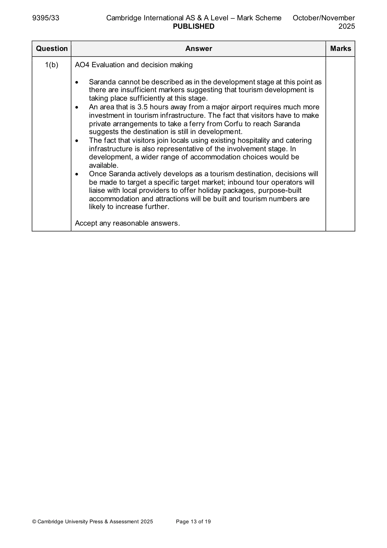 Mark scheme, page 13 of 19
