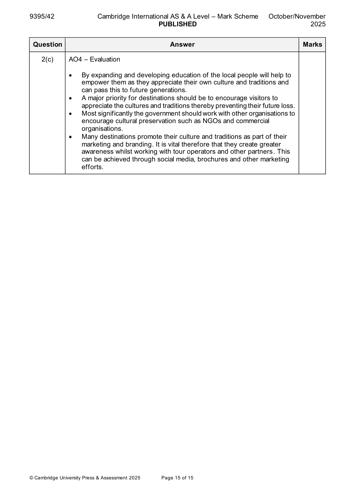 Mark scheme, page 15 of 15