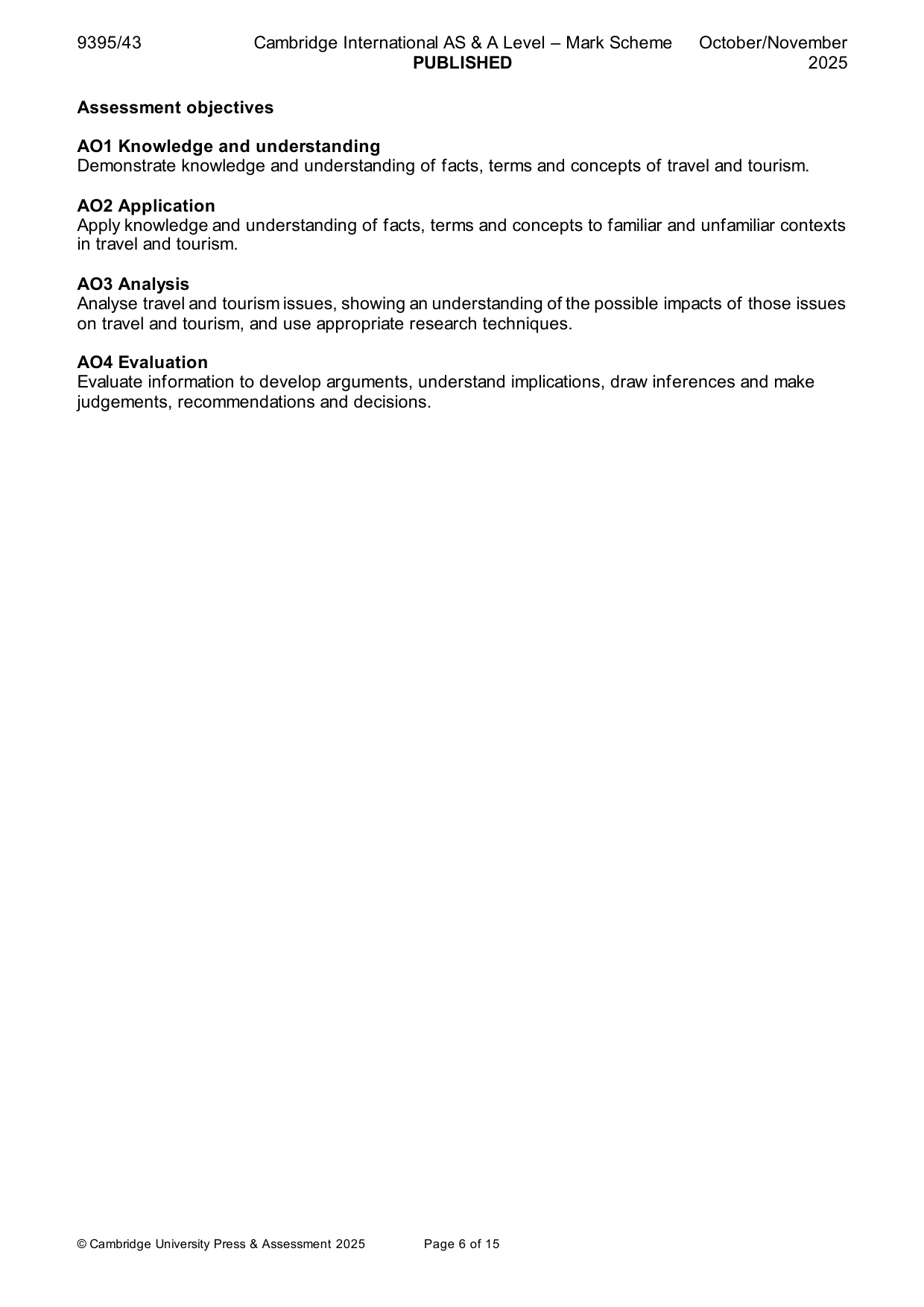 Mark scheme, page 6 of 15