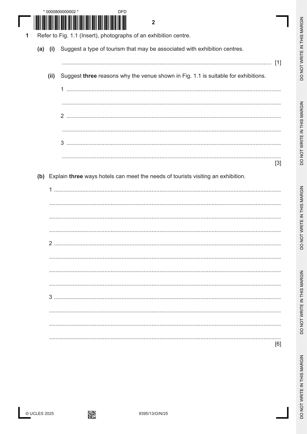 Cambridge A Level Travel and Tourism 9395 2025 Oct/Nov Paper 1 · Variant 3 question paper, page 2 of 12