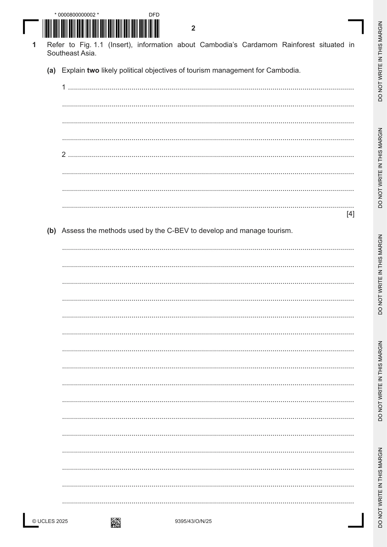 Cambridge A Level Travel and Tourism 9395 2025 Oct/Nov Paper 4 · Variant 3 question paper, page 2 of 12