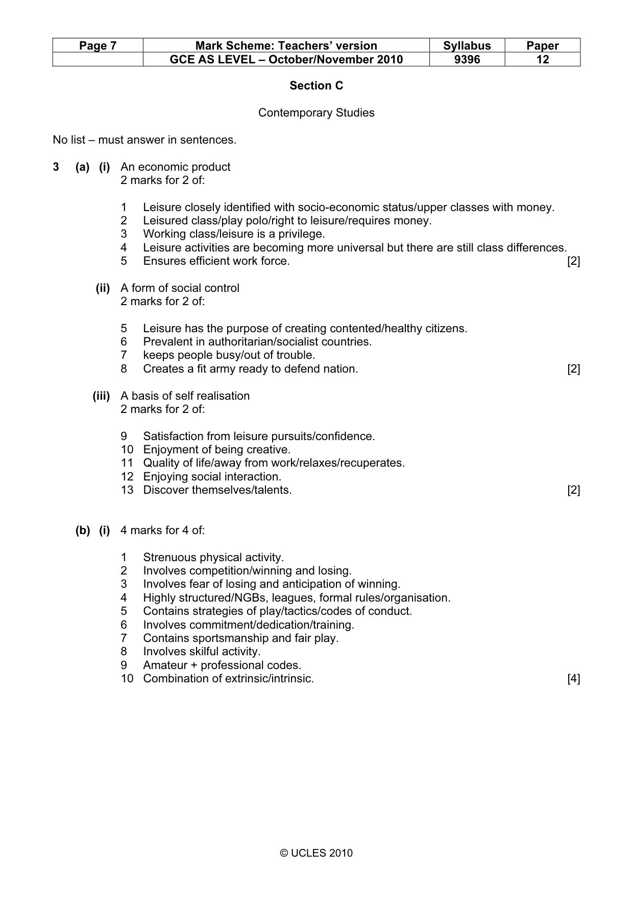 Mark scheme, page 7 of 9