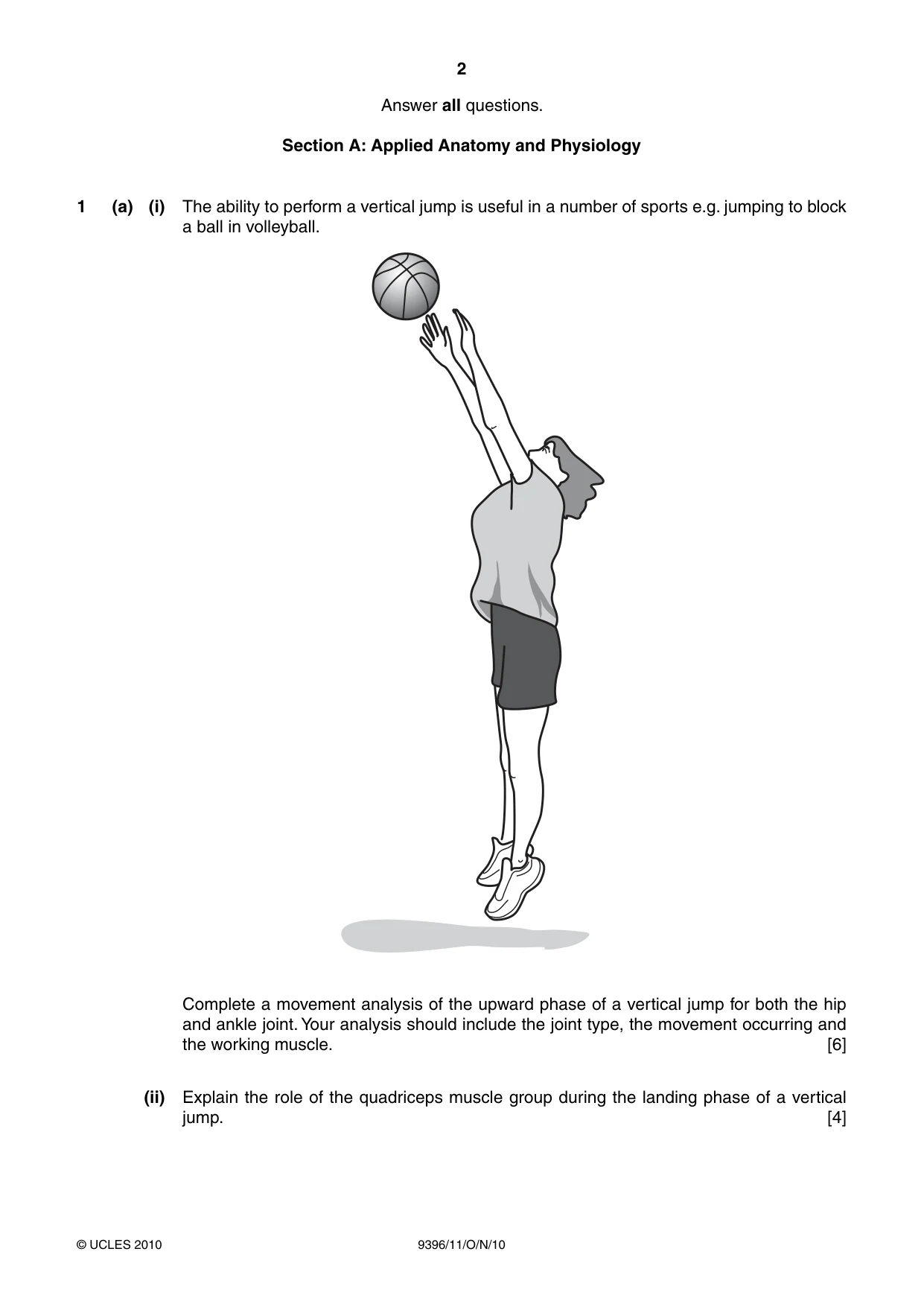 Cambridge A Level Physical Education 9396 2010 Oct/Nov Paper 1 · Variant 1 question paper, page 2 of 8