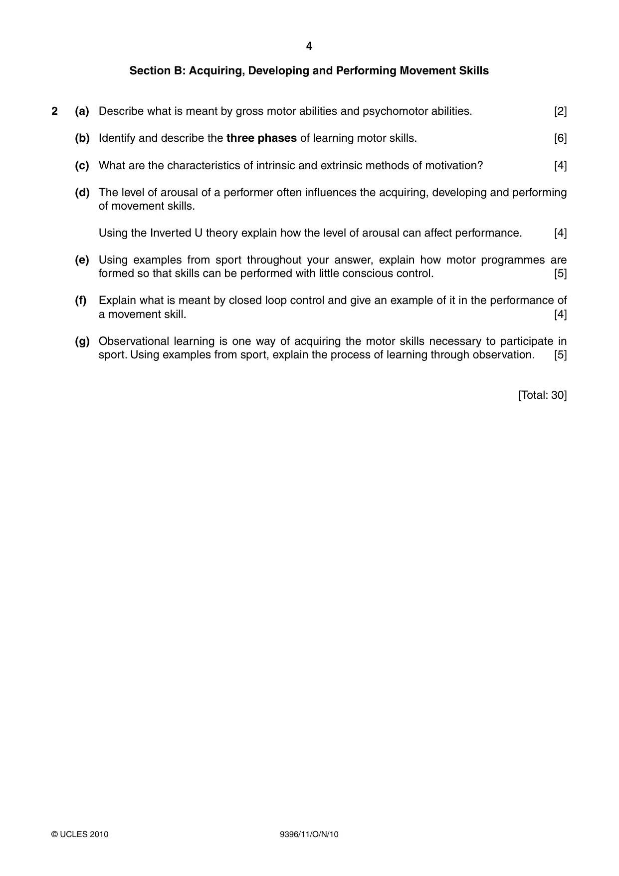 Cambridge A Level Physical Education 9396 2010 Oct/Nov Paper 1 · Variant 1 question paper, page 4 of 8
