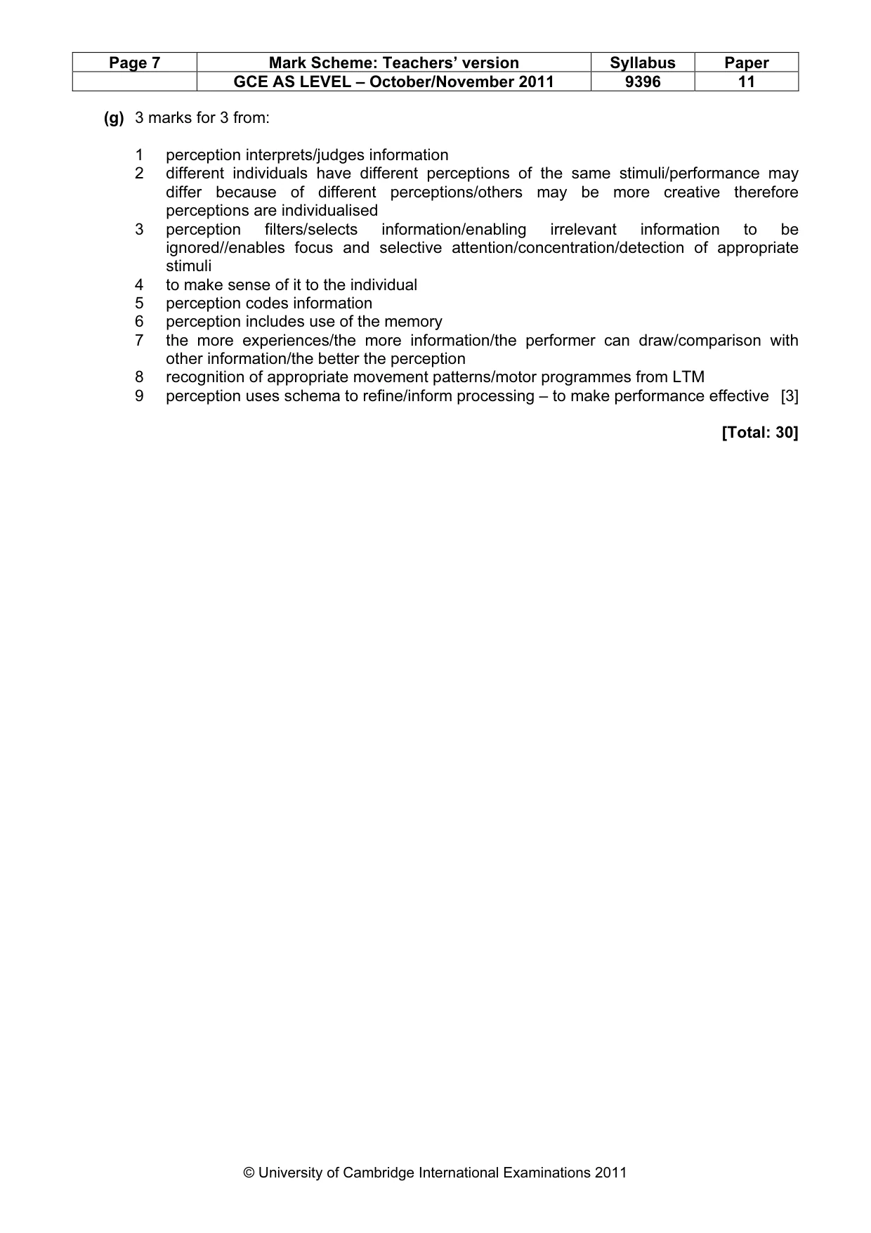 Mark scheme, page 7 of 9