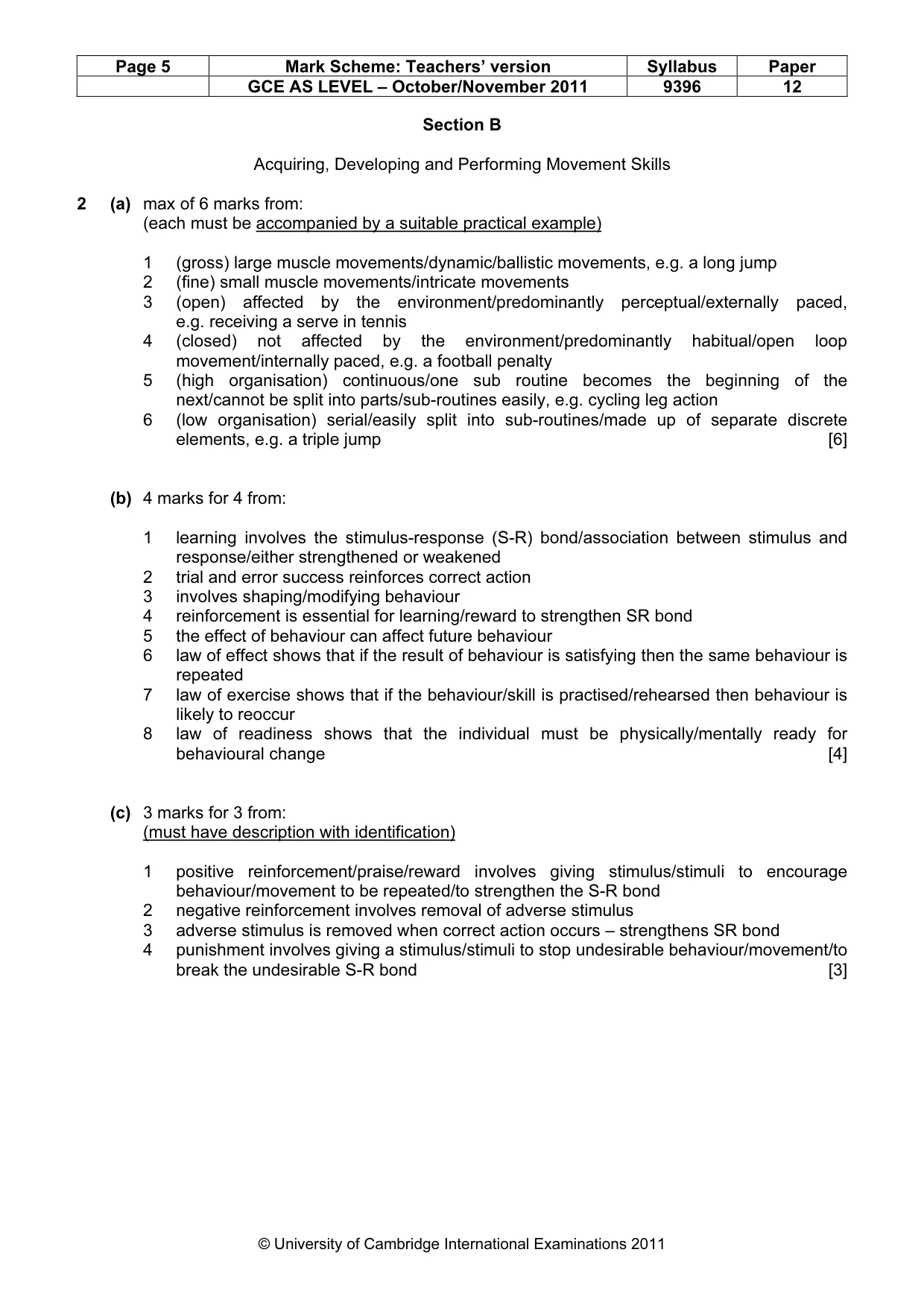 Mark scheme, page 5 of 9