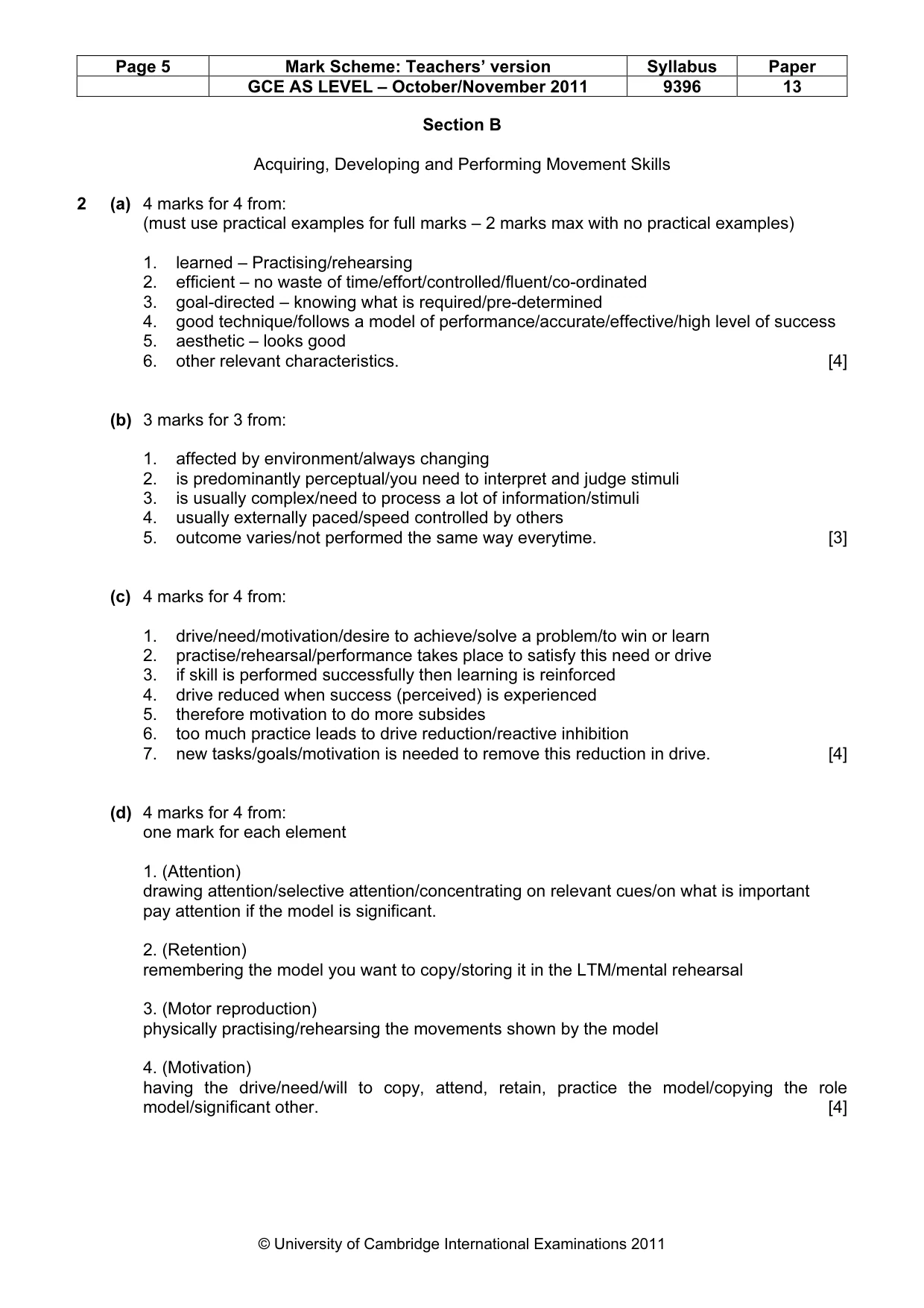 Mark scheme, page 5 of 10