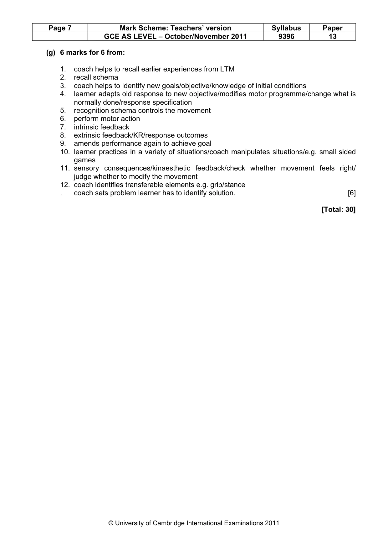 Mark scheme, page 7 of 10