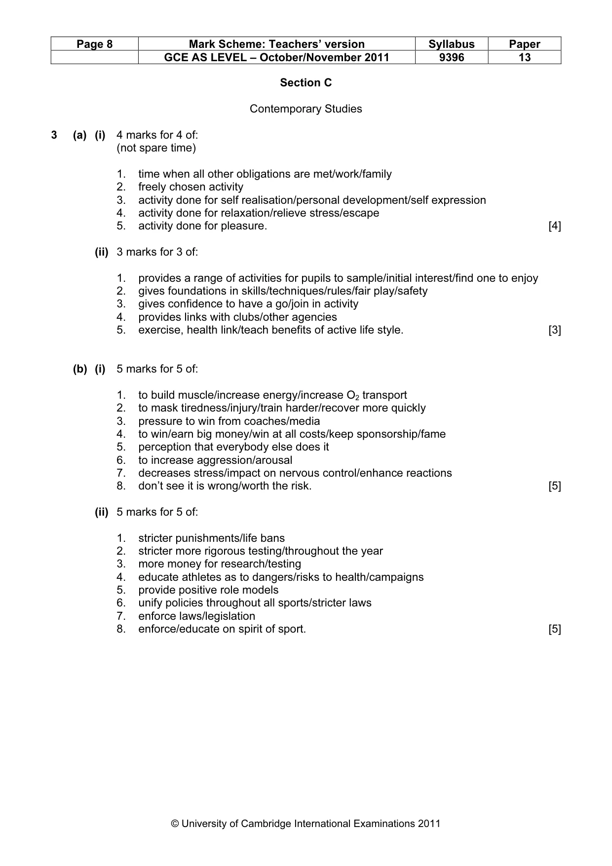 Mark scheme, page 8 of 10