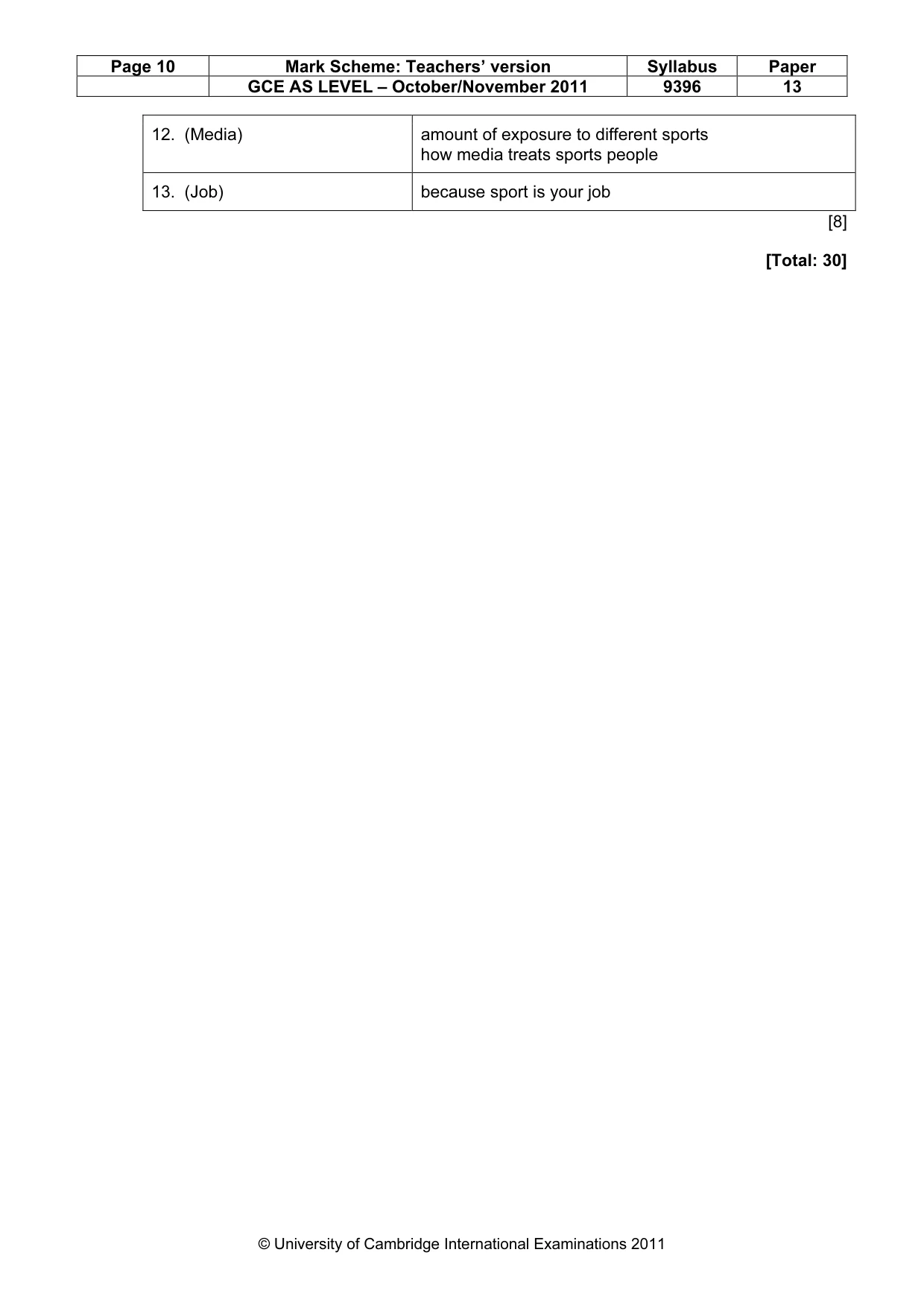 Mark scheme, page 10 of 10