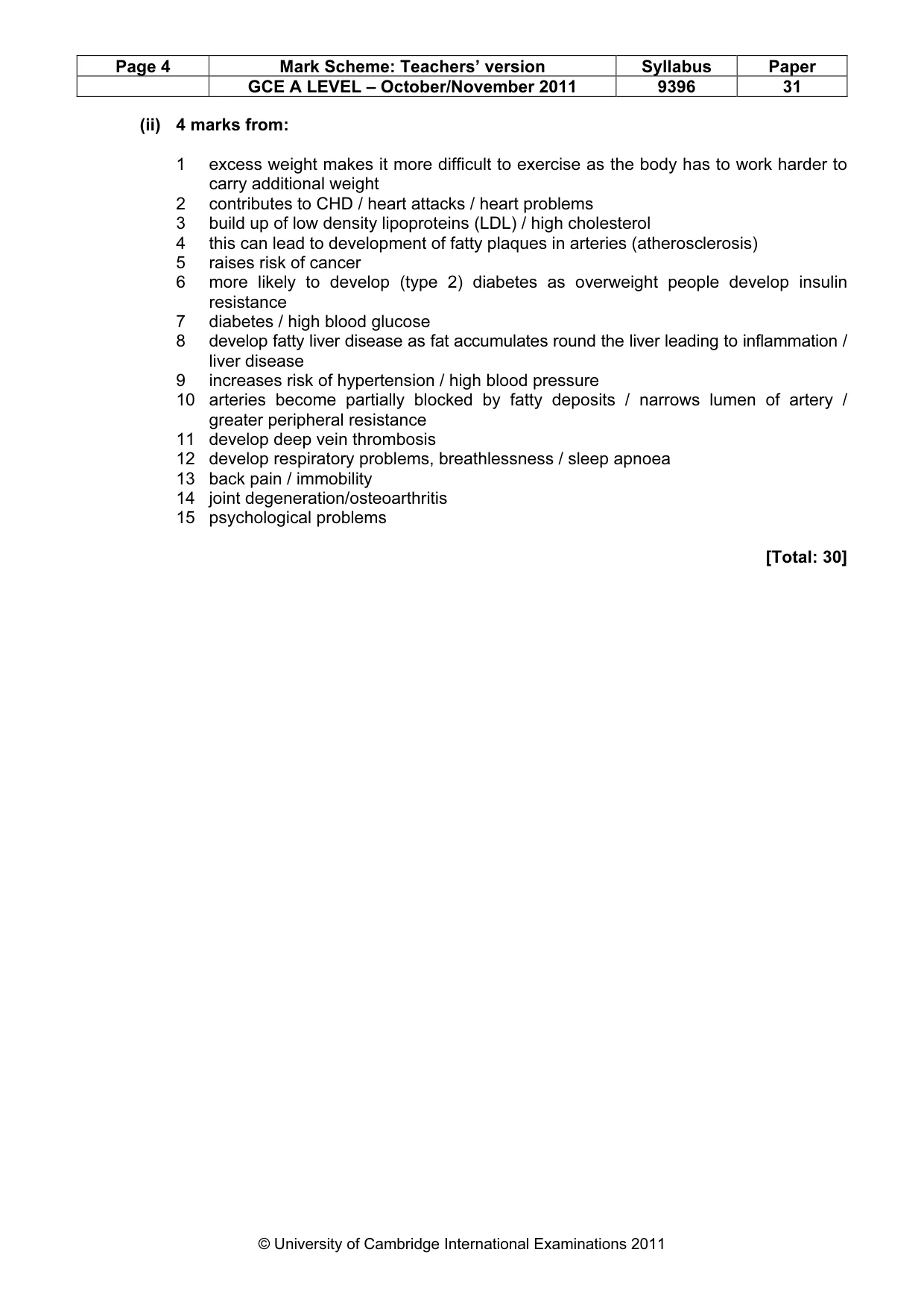 Mark scheme, page 4 of 11