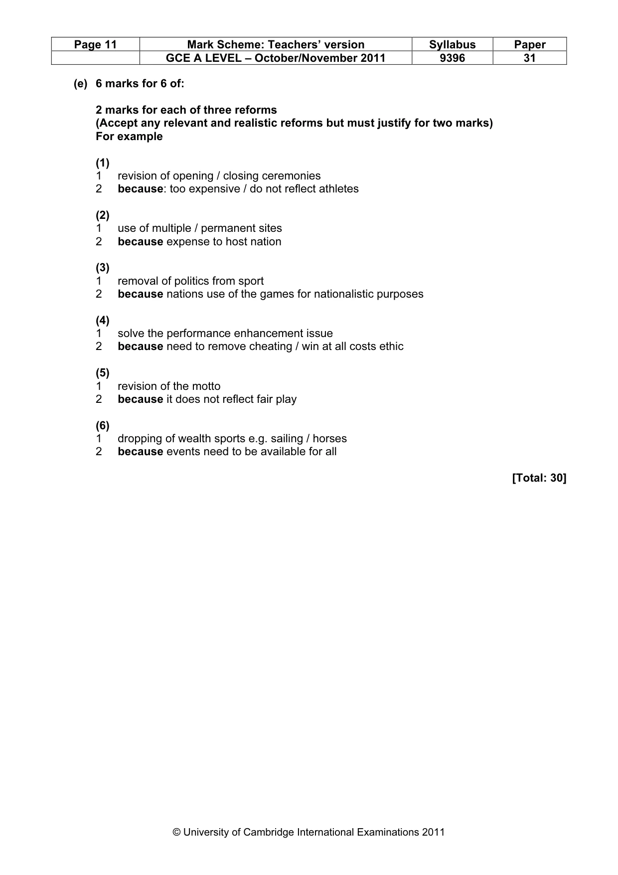 Mark scheme, page 11 of 11
