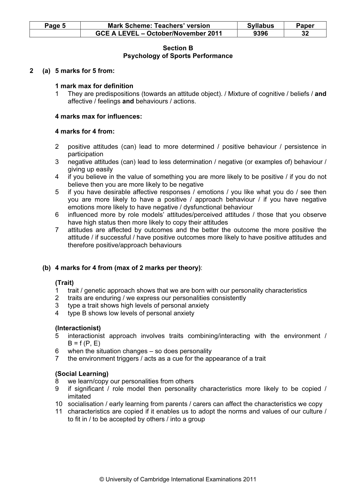 Mark scheme, page 5 of 11