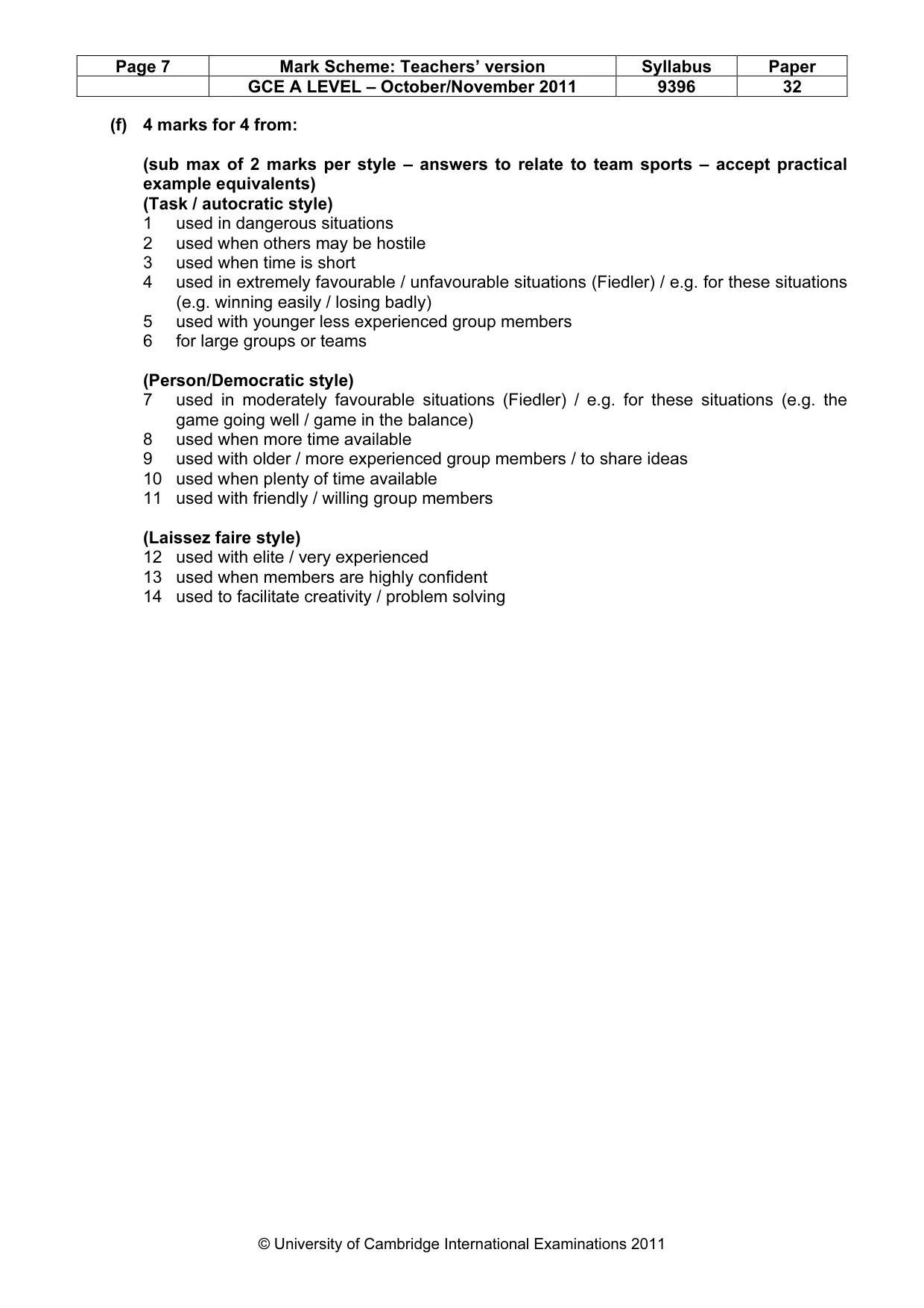 Mark scheme, page 7 of 11