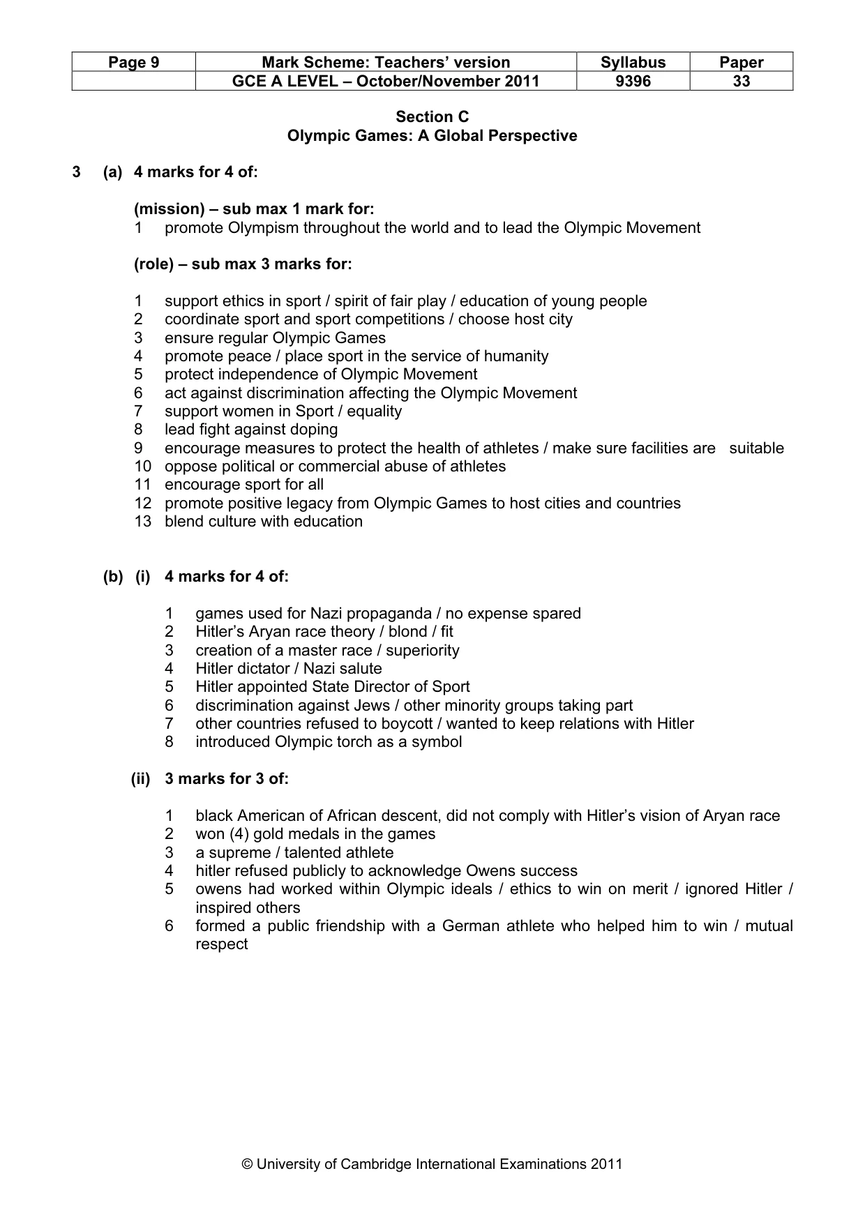 Mark scheme, page 9 of 11