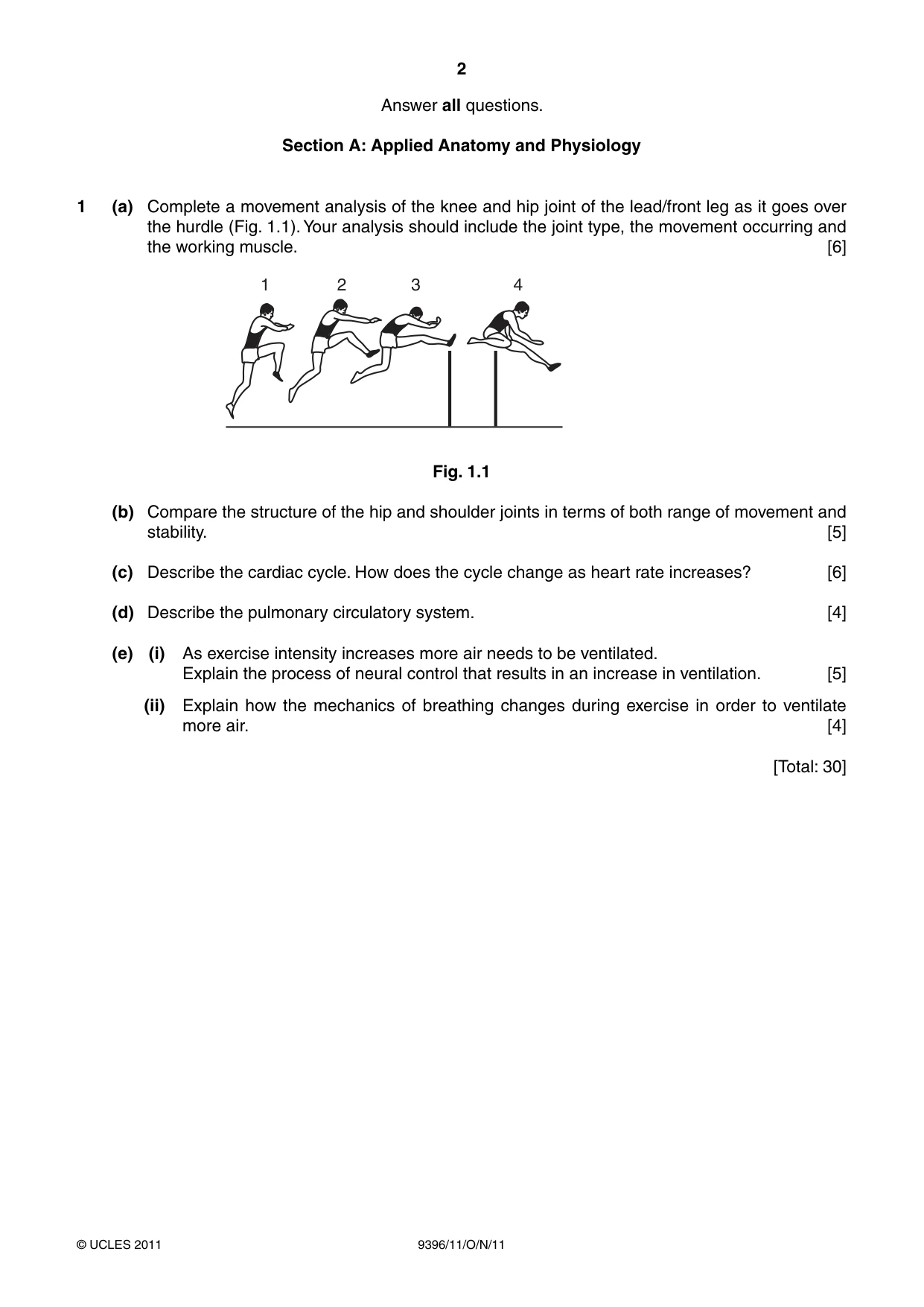 Cambridge A Level Physical Education 9396 2011 Oct/Nov Paper 1 · Variant 1 question paper, page 2 of 4