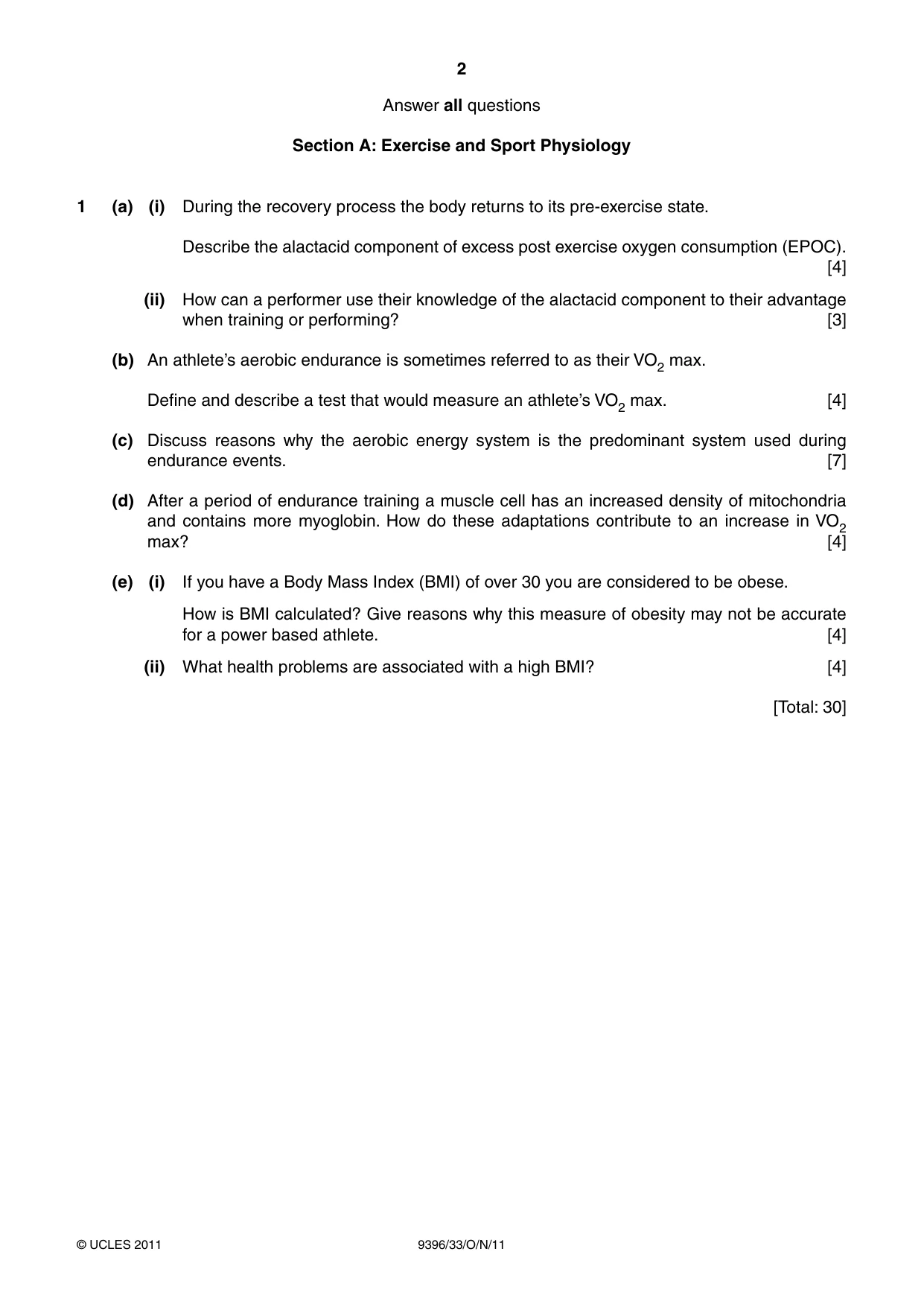 Cambridge A Level Physical Education 9396 2011 Oct/Nov Paper 3 · Variant 3 question paper, page 2 of 4