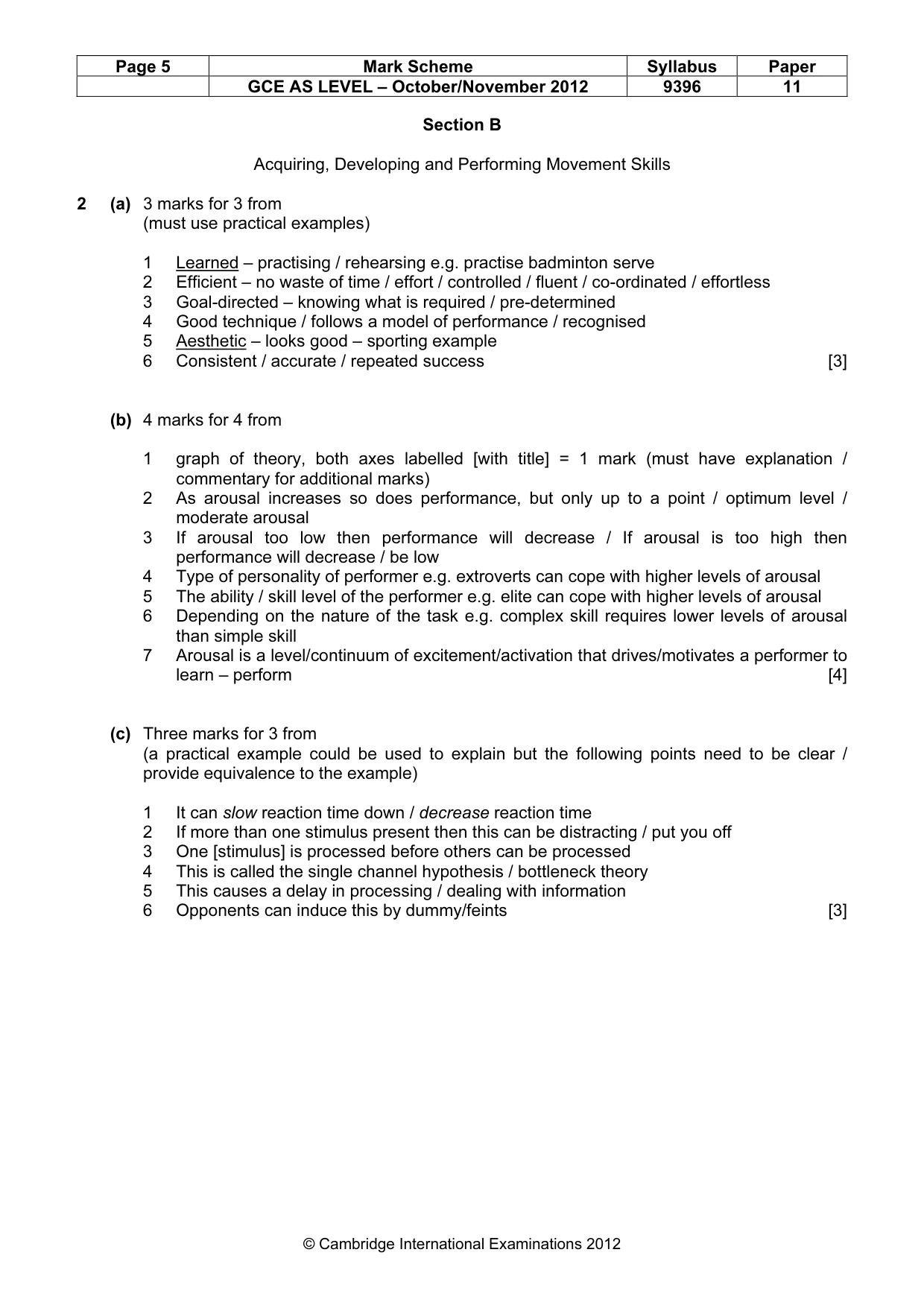 Mark scheme, page 5 of 10