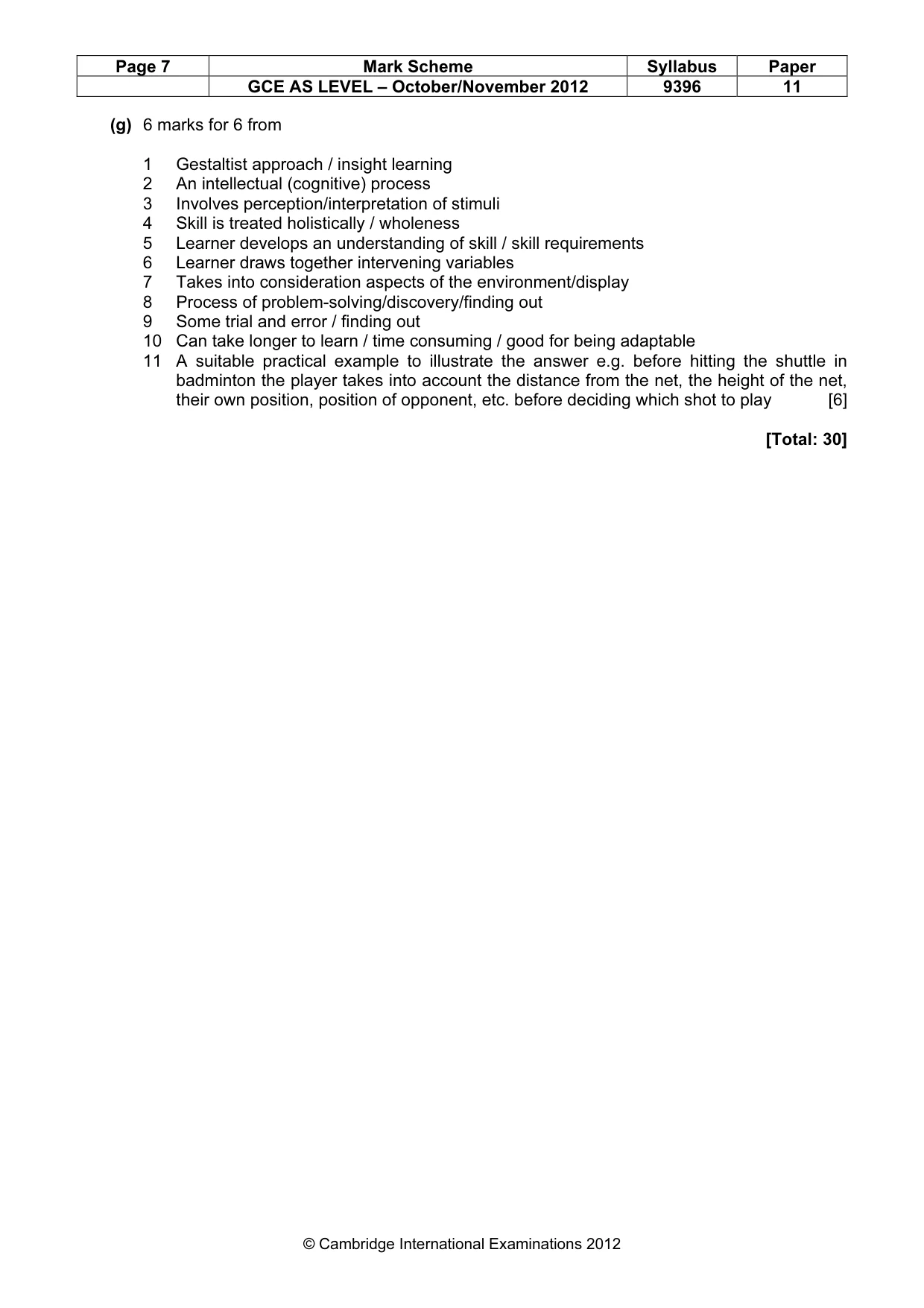 Mark scheme, page 7 of 10