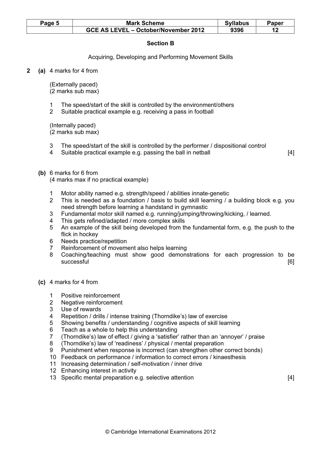 Mark scheme, page 5 of 10