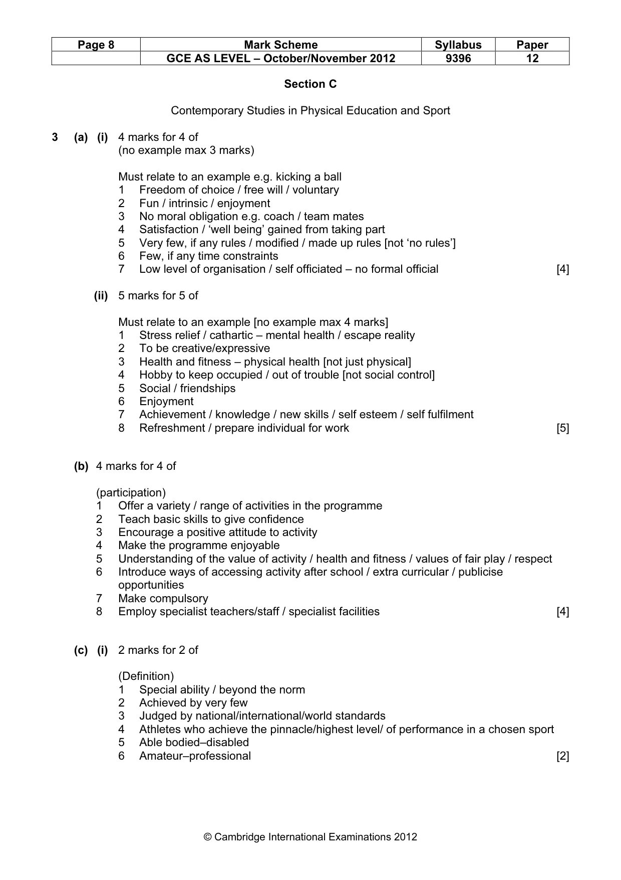 Mark scheme, page 8 of 10