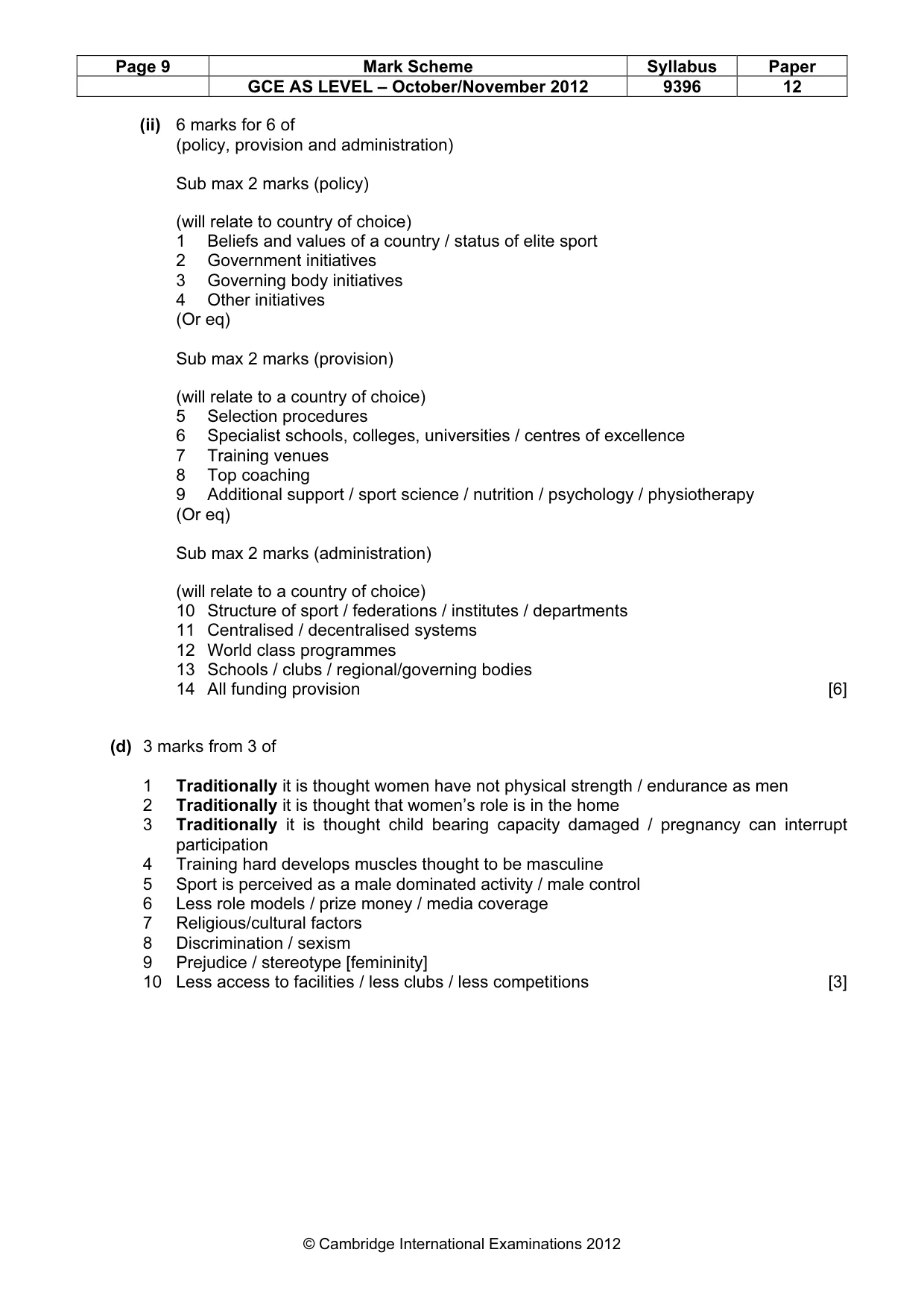 Mark scheme, page 9 of 10