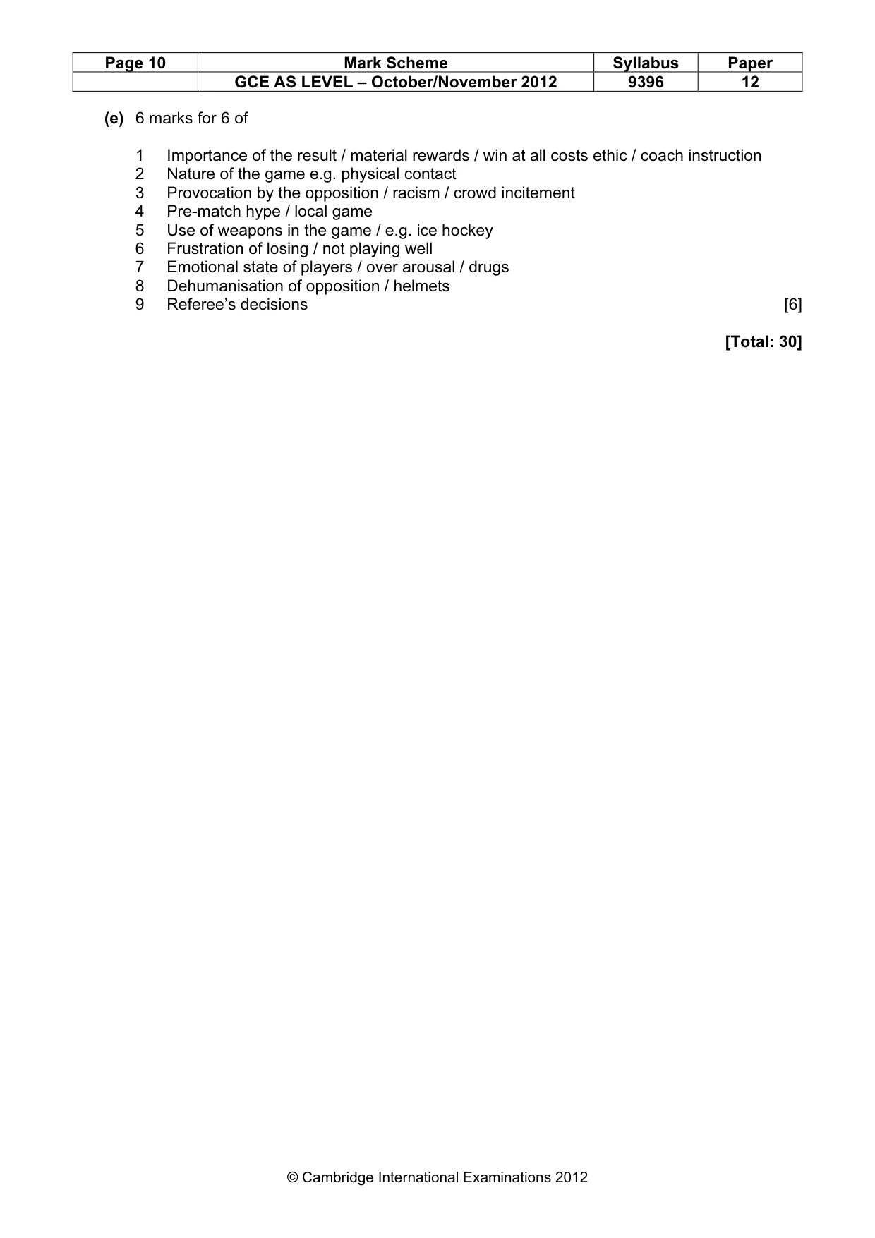 Mark scheme, page 10 of 10