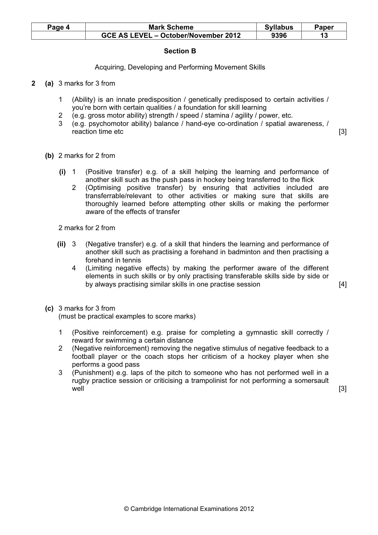 Mark scheme, page 4 of 9