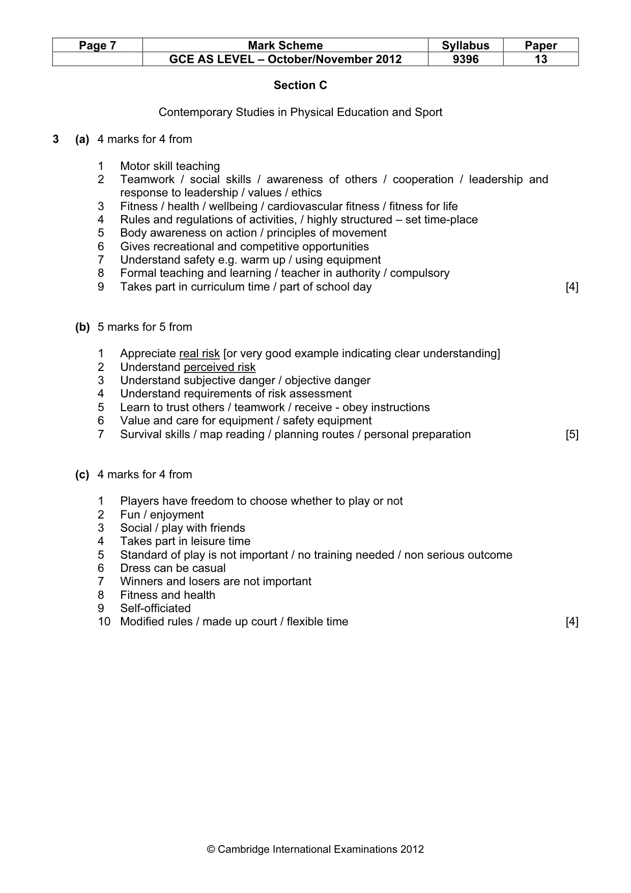 Mark scheme, page 7 of 9