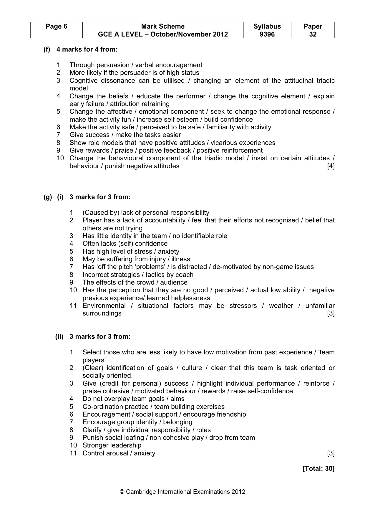Mark scheme, page 6 of 8