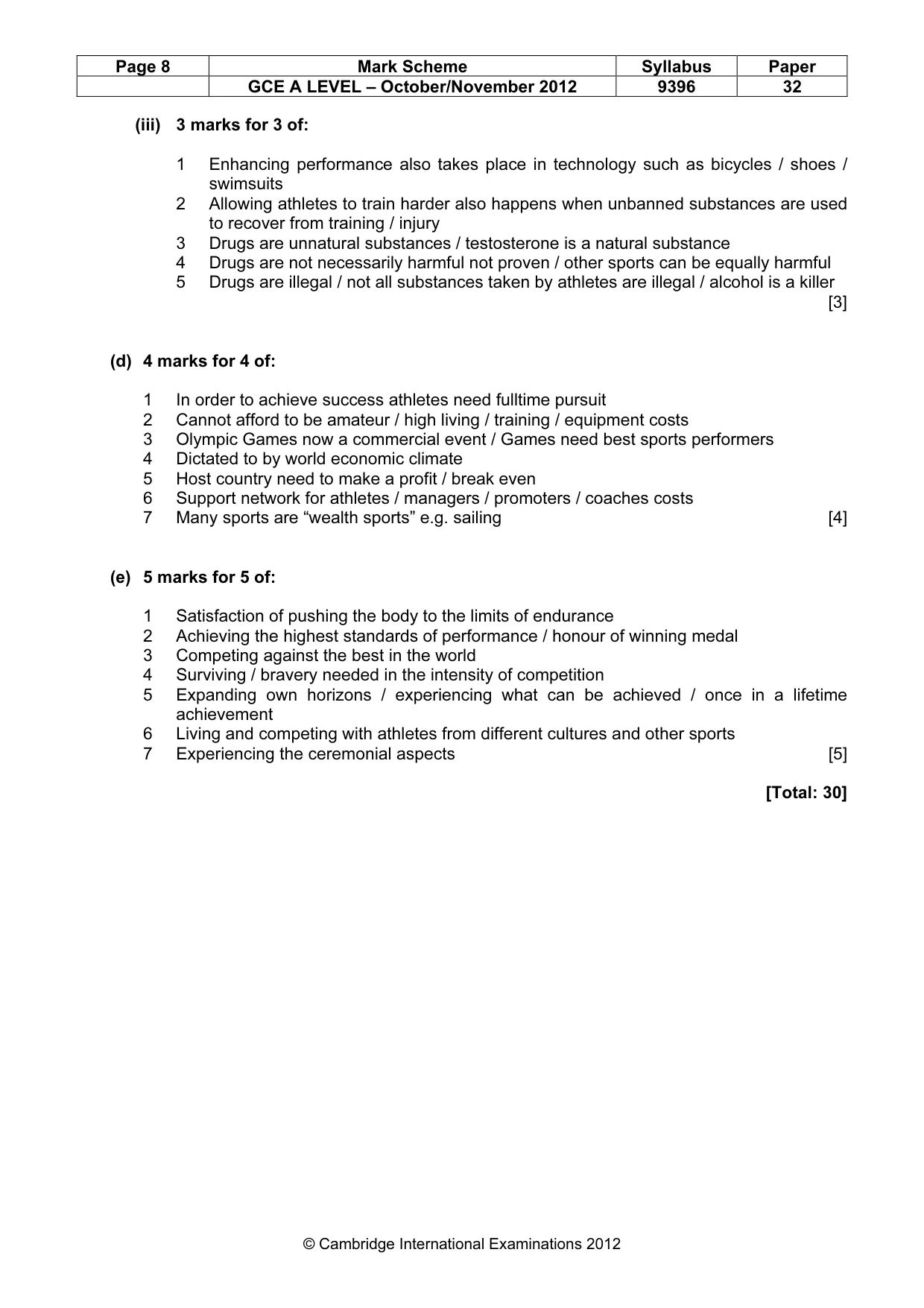 Mark scheme, page 8 of 8