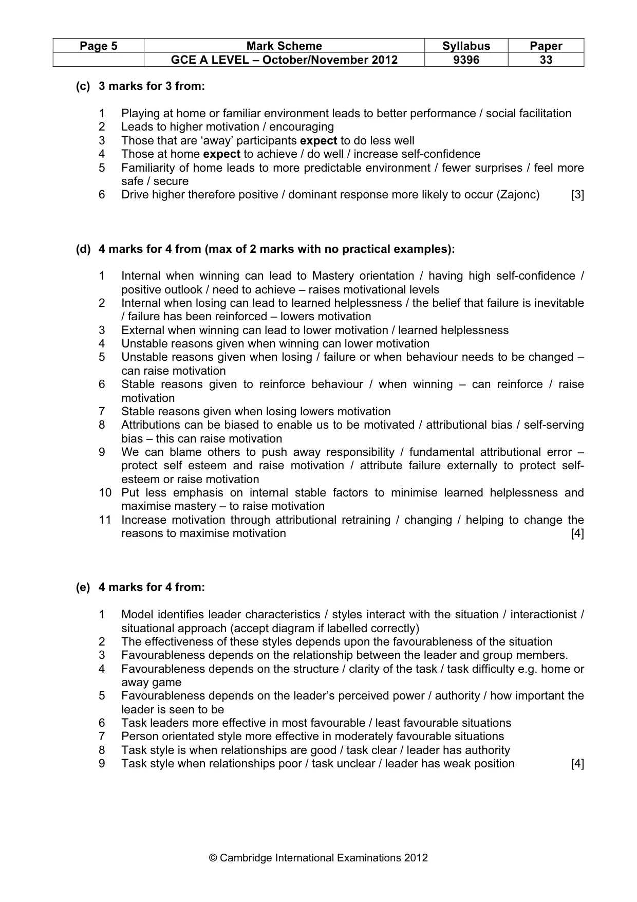 Mark scheme, page 5 of 8