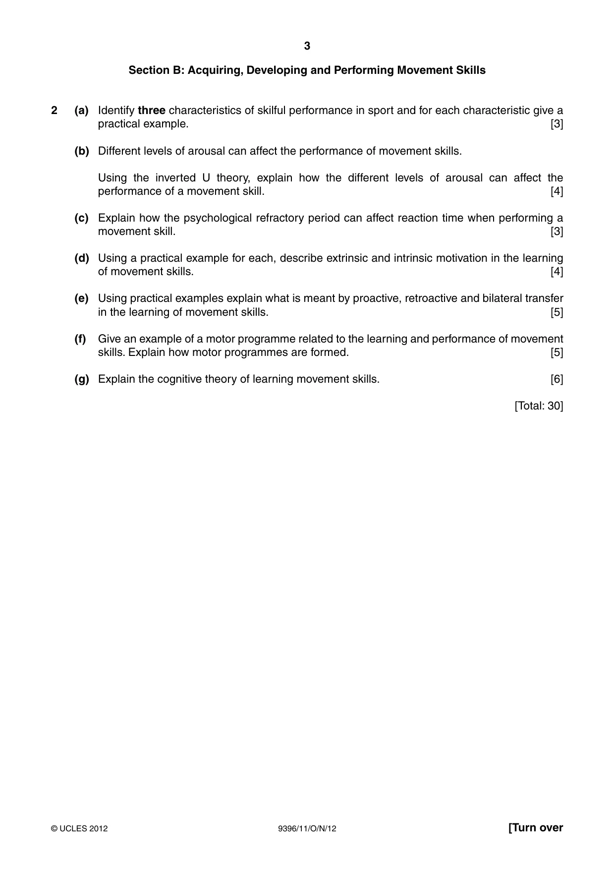 Cambridge A Level Physical Education 9396 2012 Oct/Nov Paper 1 · Variant 1 question paper, page 3 of 4