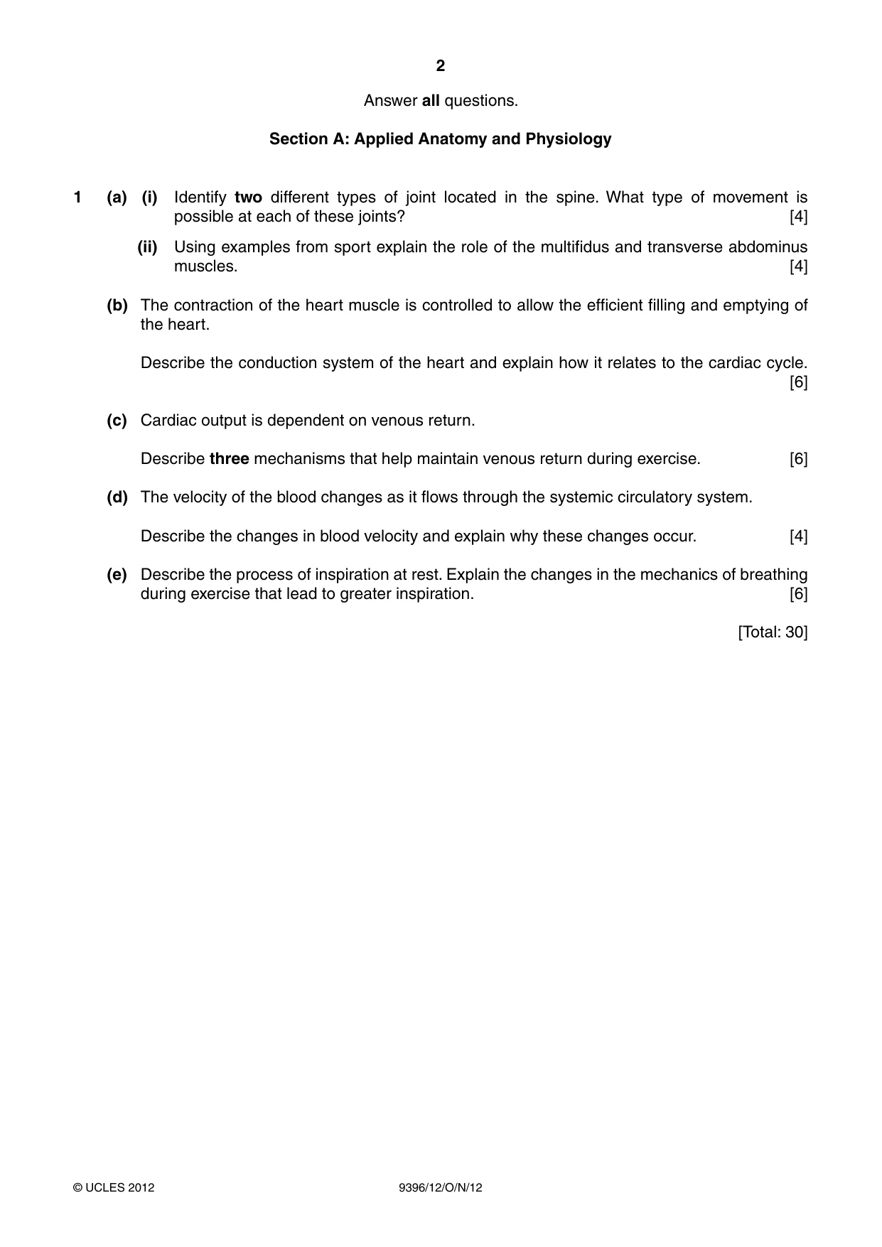 Cambridge A Level Physical Education 9396 2012 Oct/Nov Paper 1 · Variant 2 question paper, page 2 of 4