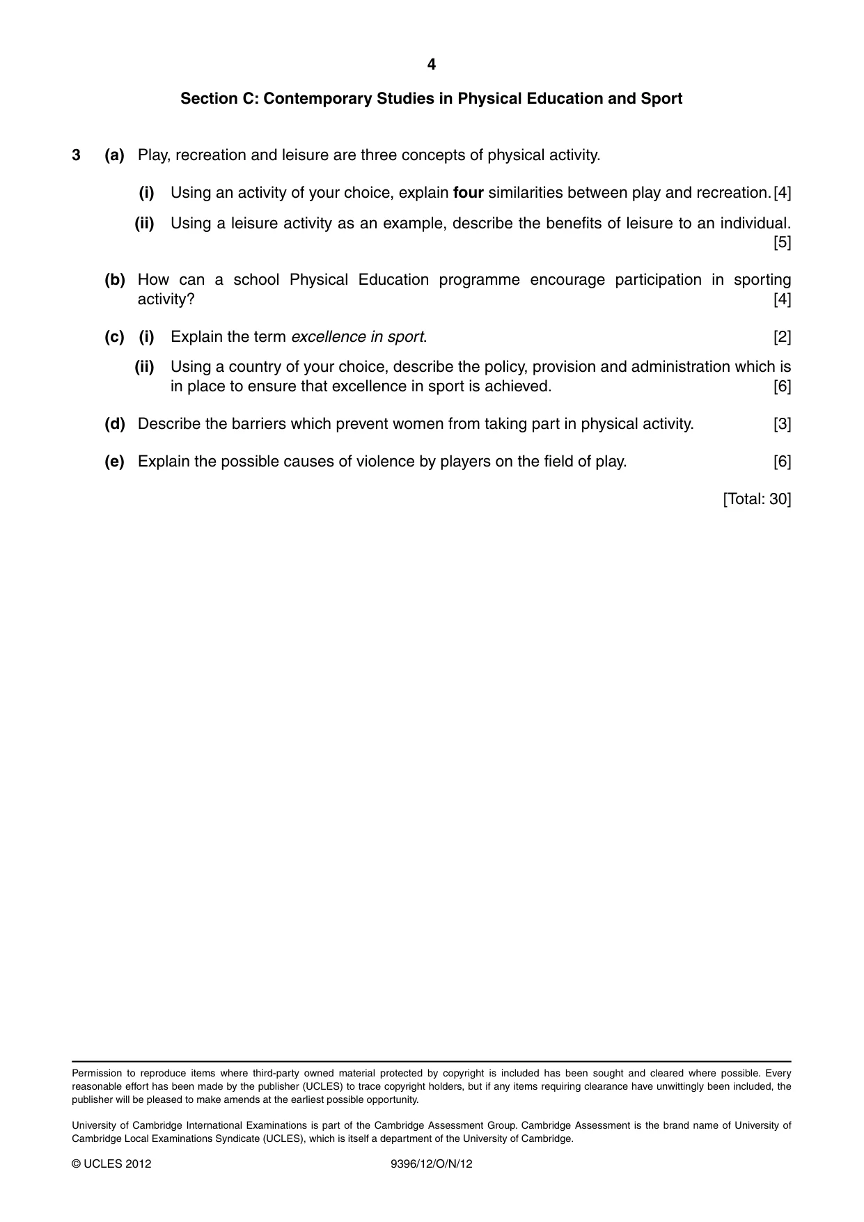 Cambridge A Level Physical Education 9396 2012 Oct/Nov Paper 1 · Variant 2 question paper, page 4 of 4