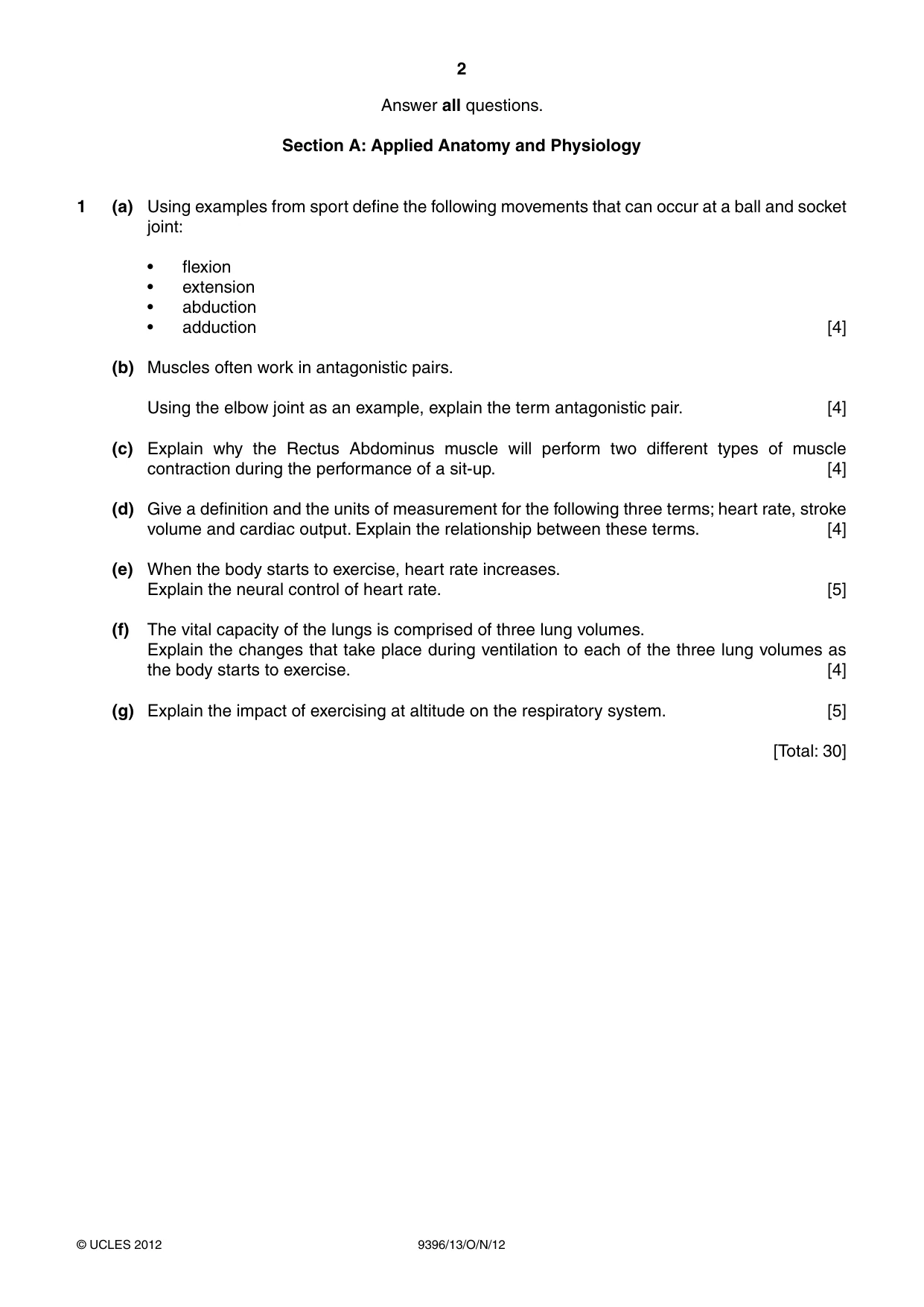 Cambridge A Level Physical Education 9396 2012 Oct/Nov Paper 1 · Variant 3 question paper, page 2 of 4