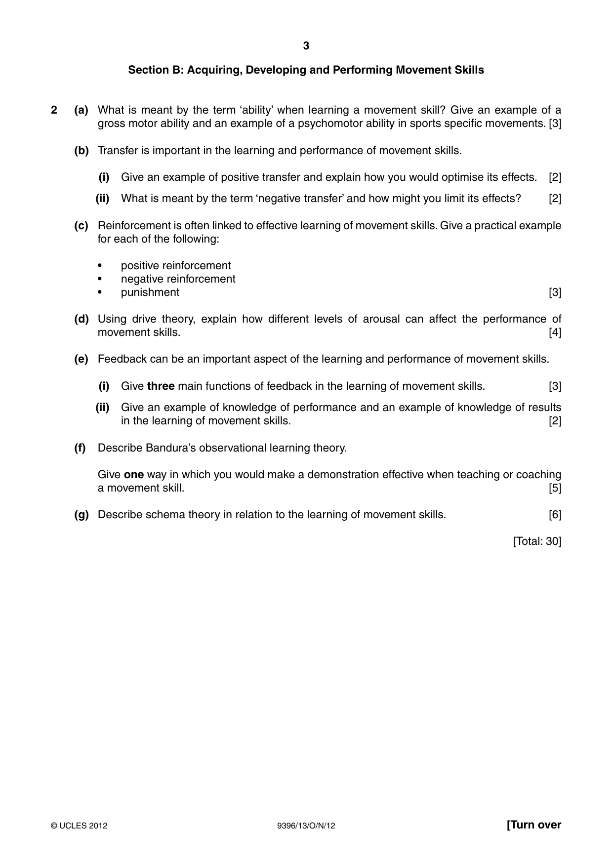 Cambridge A Level Physical Education 9396 2012 Oct/Nov Paper 1 · Variant 3 question paper, page 3 of 4