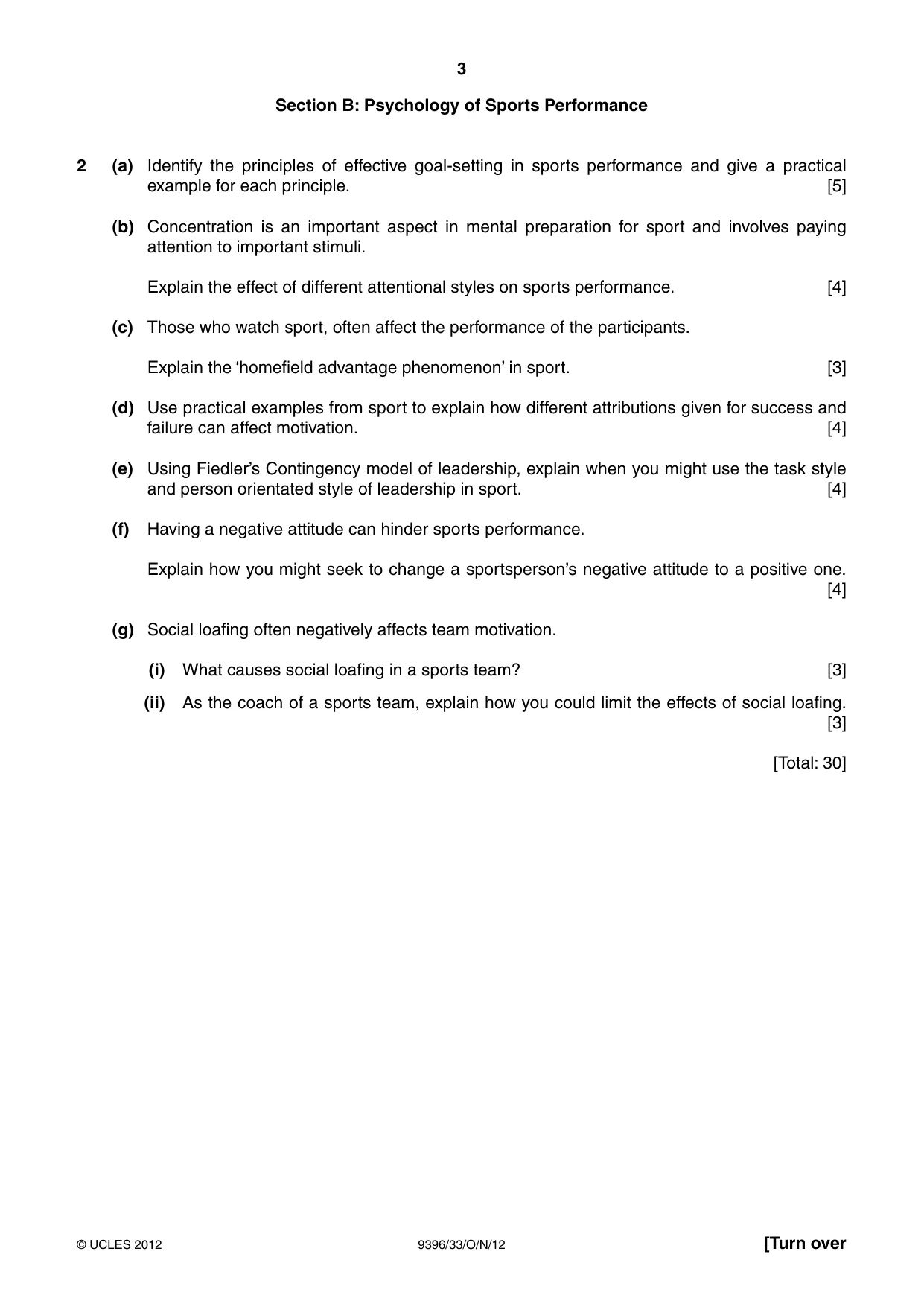 Cambridge A Level Physical Education 9396 2012 Oct/Nov Paper 3 · Variant 3 question paper, page 3 of 4