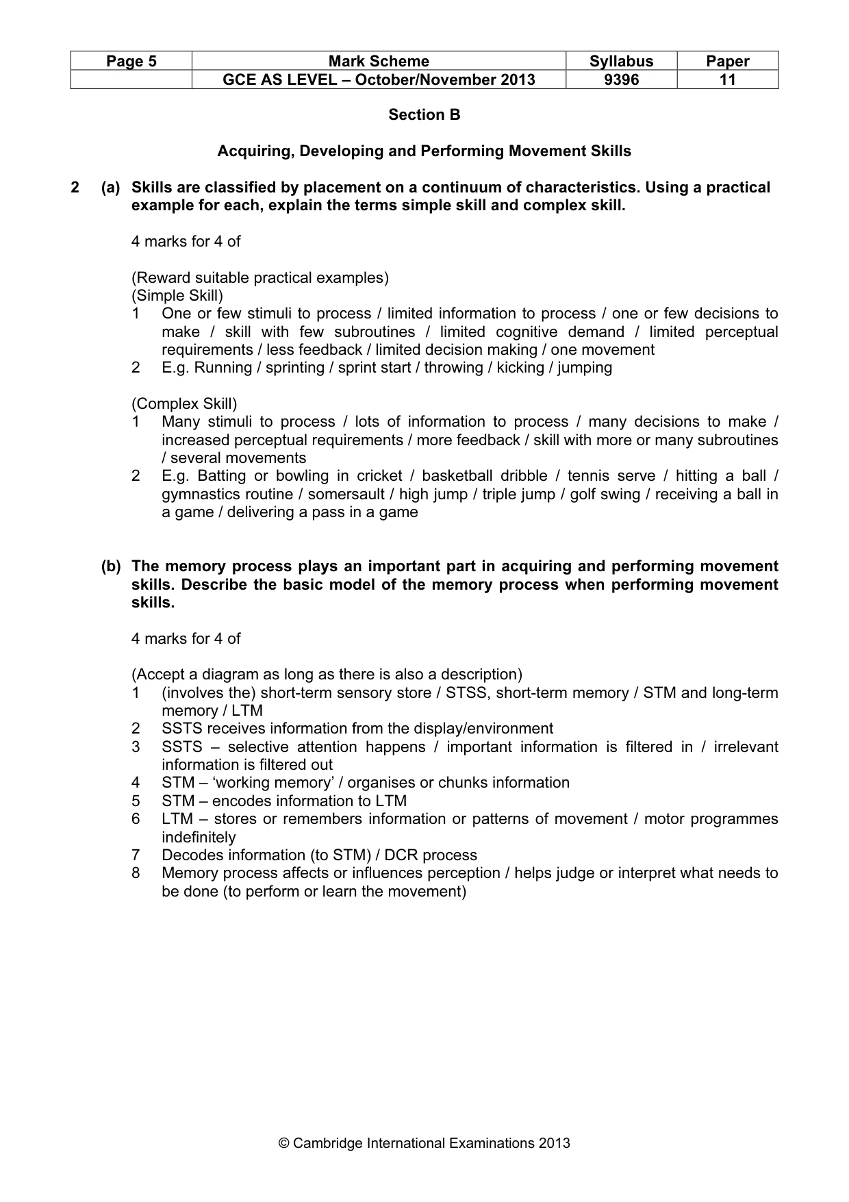 Mark scheme, page 5 of 10